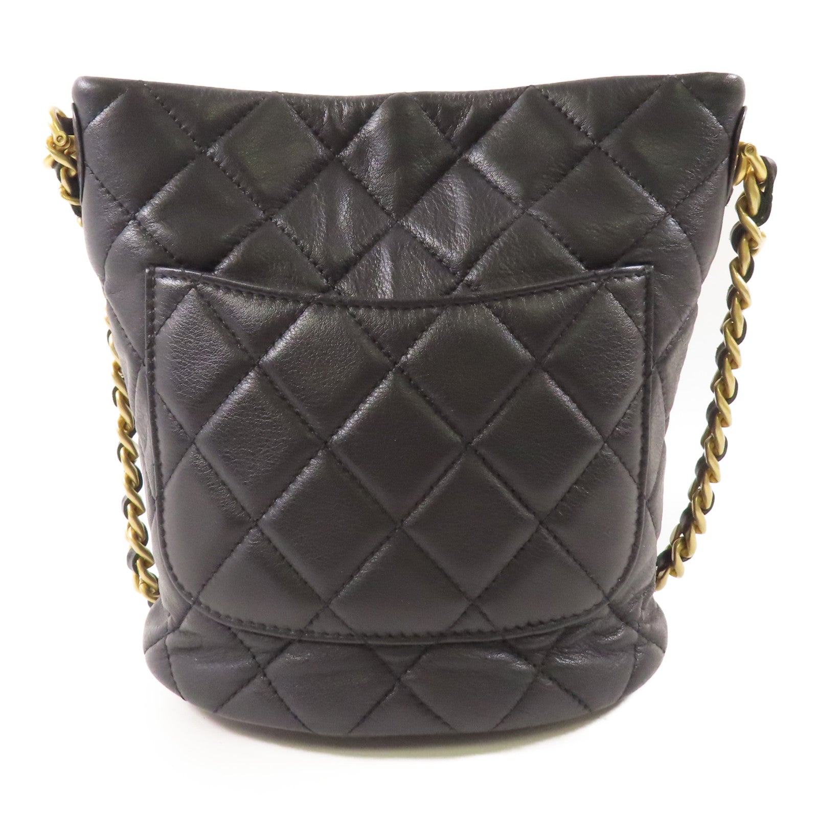CHANEL 羊皮皮革Bucket Bag金扣鏈帶肩背袋