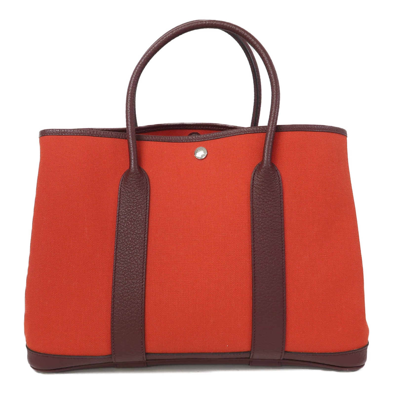 HERMES 【激減優惠】Toile H帆布Garden Party PM銀扣手挽袋Cuivre/紅銅色