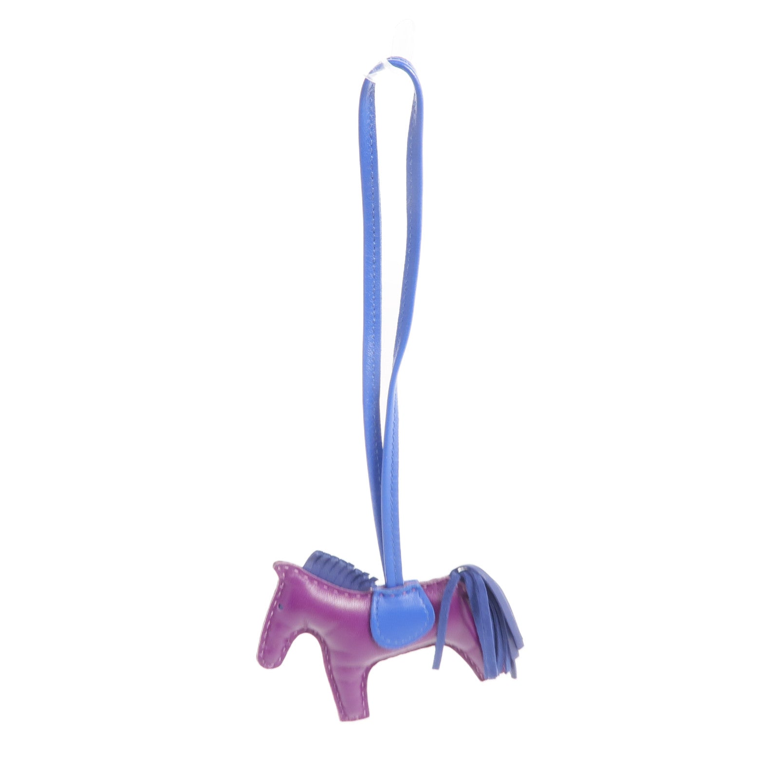 HERMES Milo皮革Rodeo PM掛飾Violet/Bleu Saphir