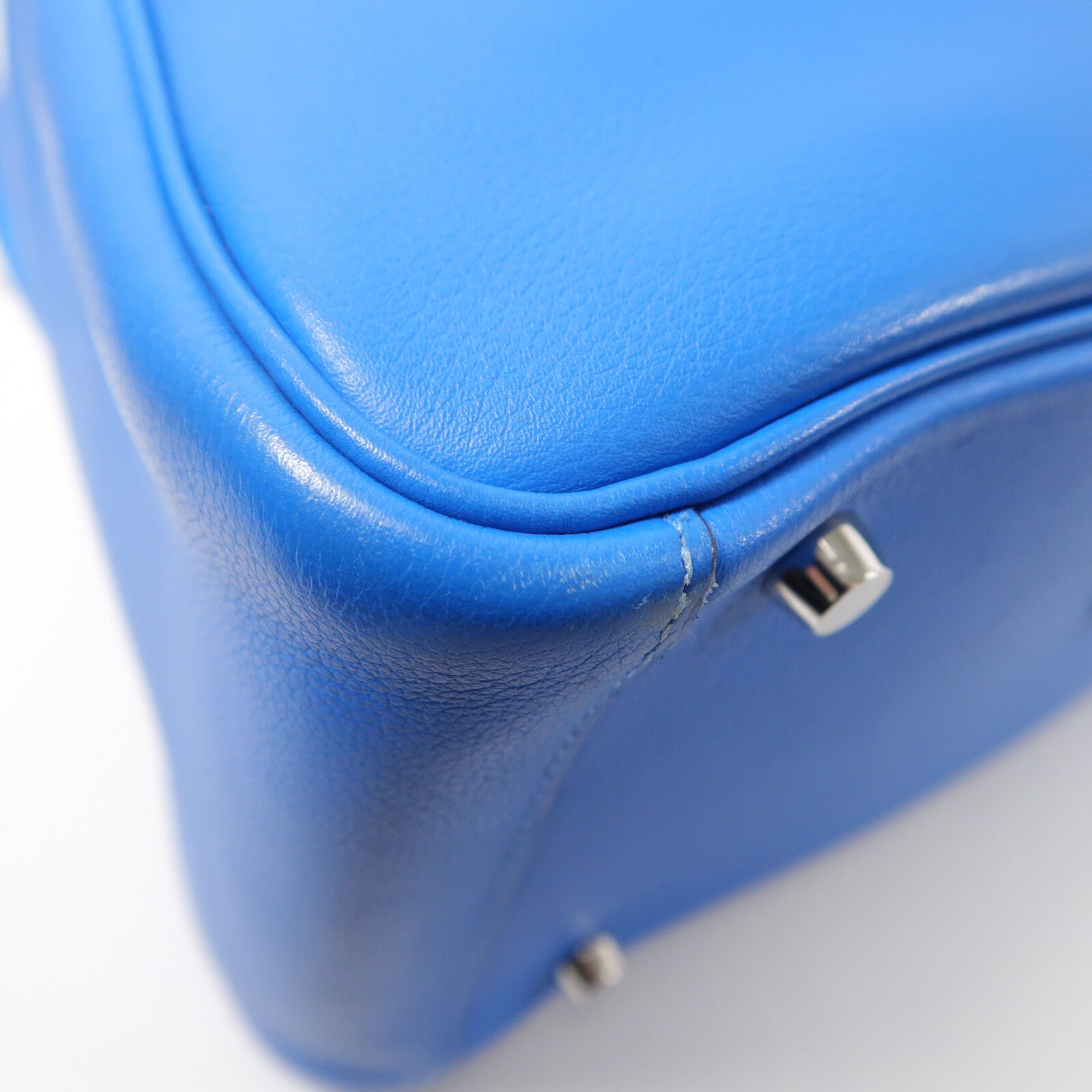 HERMES Evercolor皮革Lindy 30手挽肩背兩用袋Bleu France