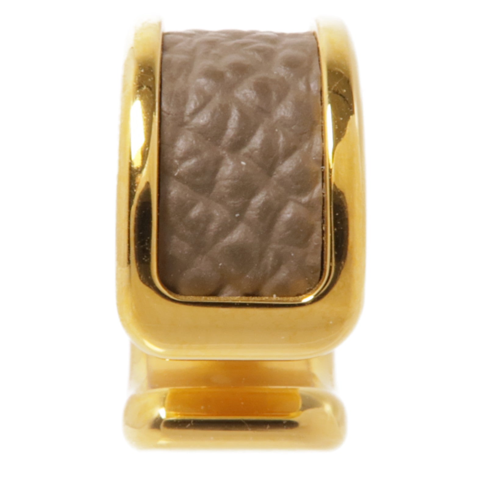 HERMES Epsom皮革/金屬Olympe Ear Cuff耳環Etoupe