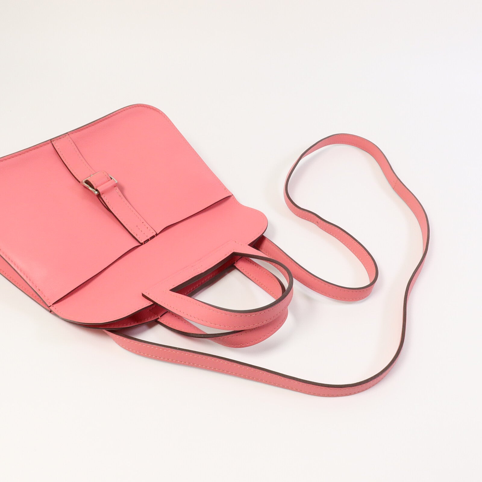 HERMES Swift皮革Mini Halzan手挽肩背兩用袋Rose Azalee