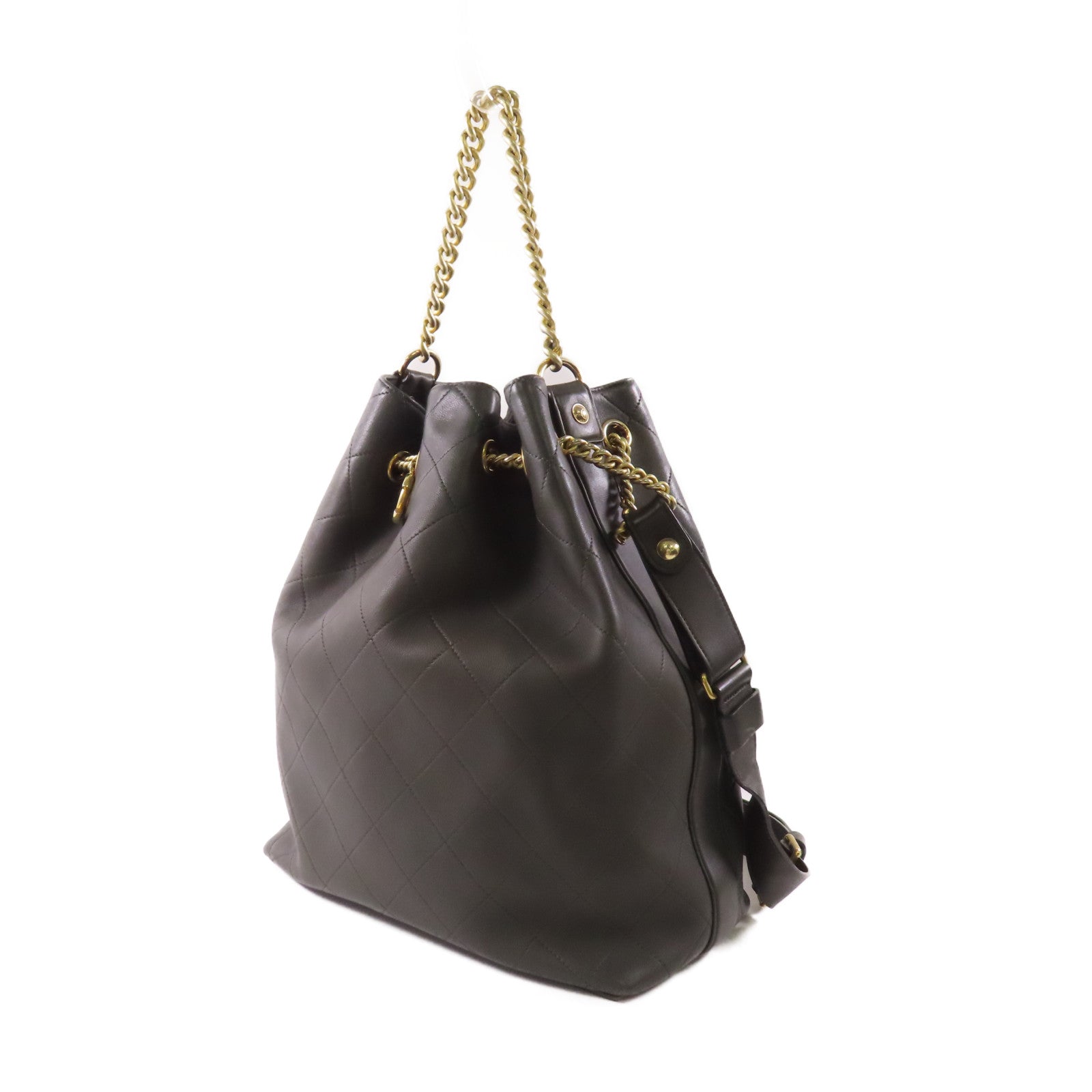 CHANEL 皮革Bucket Bag金扣肩背袋