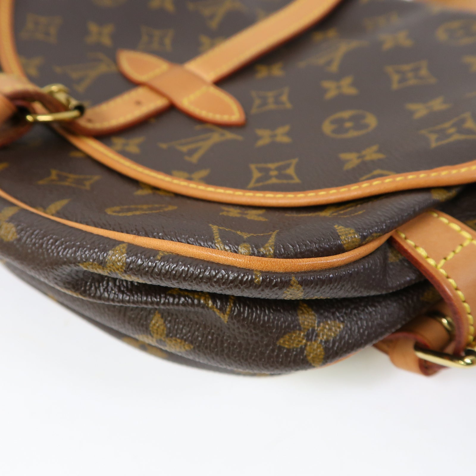 LOUIS VUITTON Monogram Saumur 30金扣肩背袋啡色
