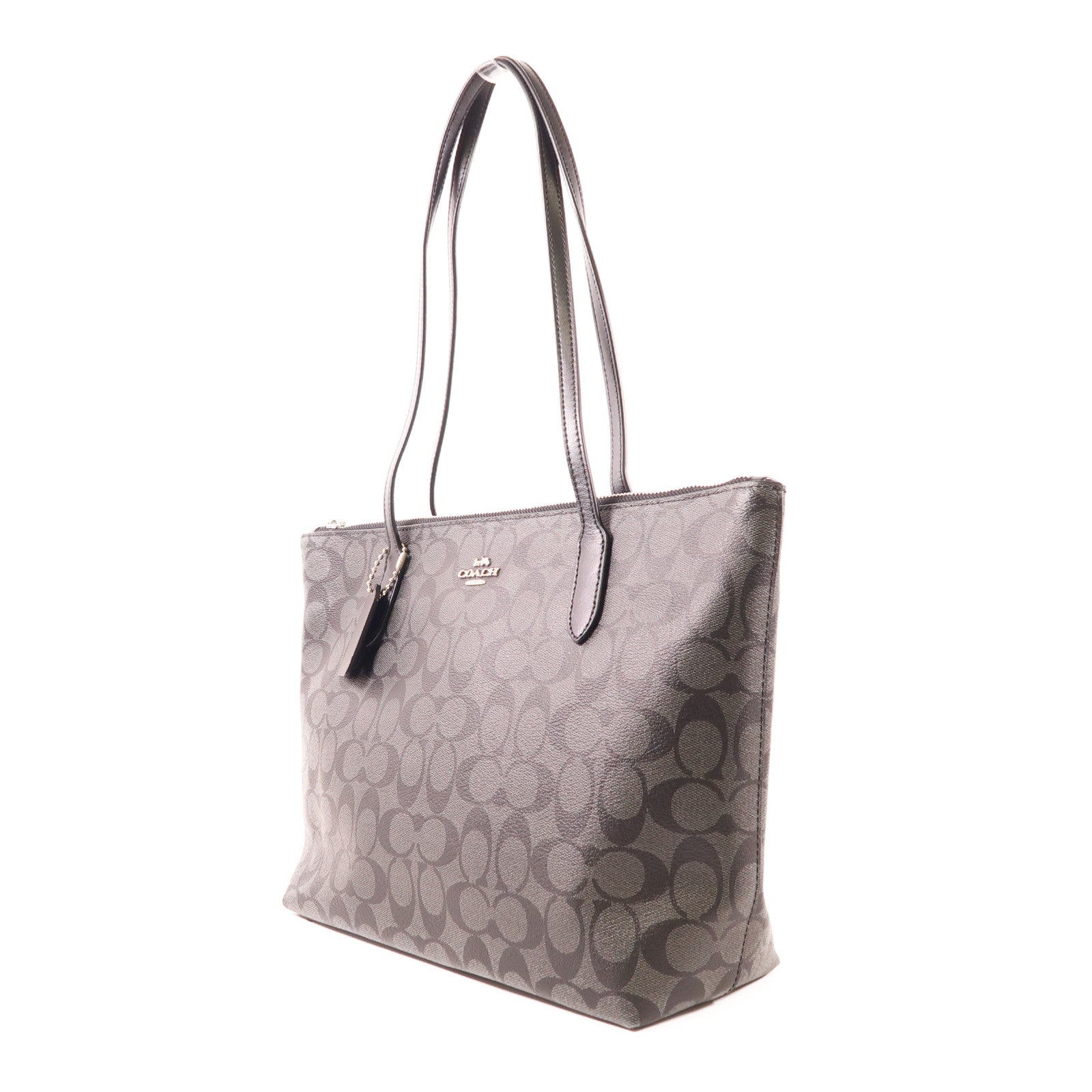 COACH 塗層帆布Tote Bag銀扣手挽袋/肩背袋