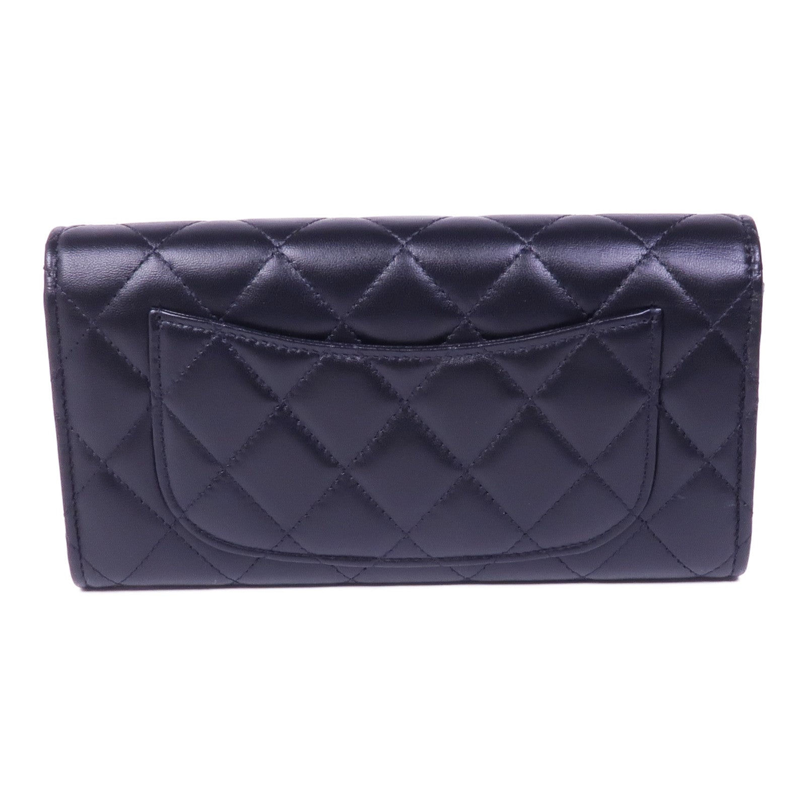 CHANEL 羊皮皮革Long Wallet金扣長錢包