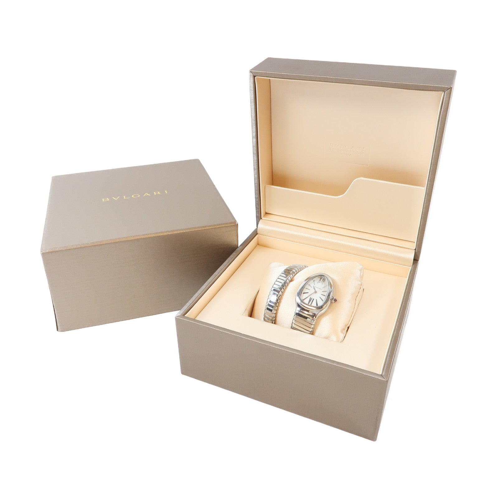 BVLGARI Serpenti Tubogas不鏽鋼石英機芯手錶白色