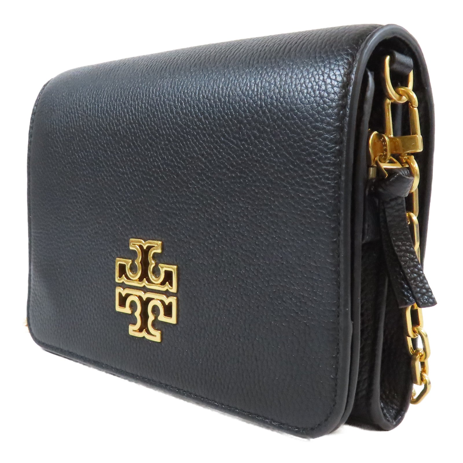 Tory Burch 牛皮皮革Chain Shoulder金扣肩背袋黑色