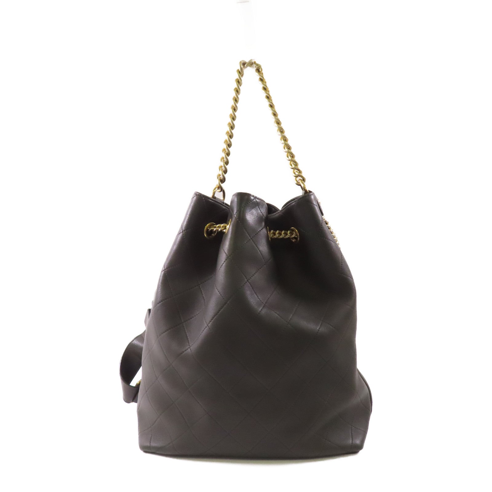 CHANEL 皮革Bucket Bag金扣肩背袋