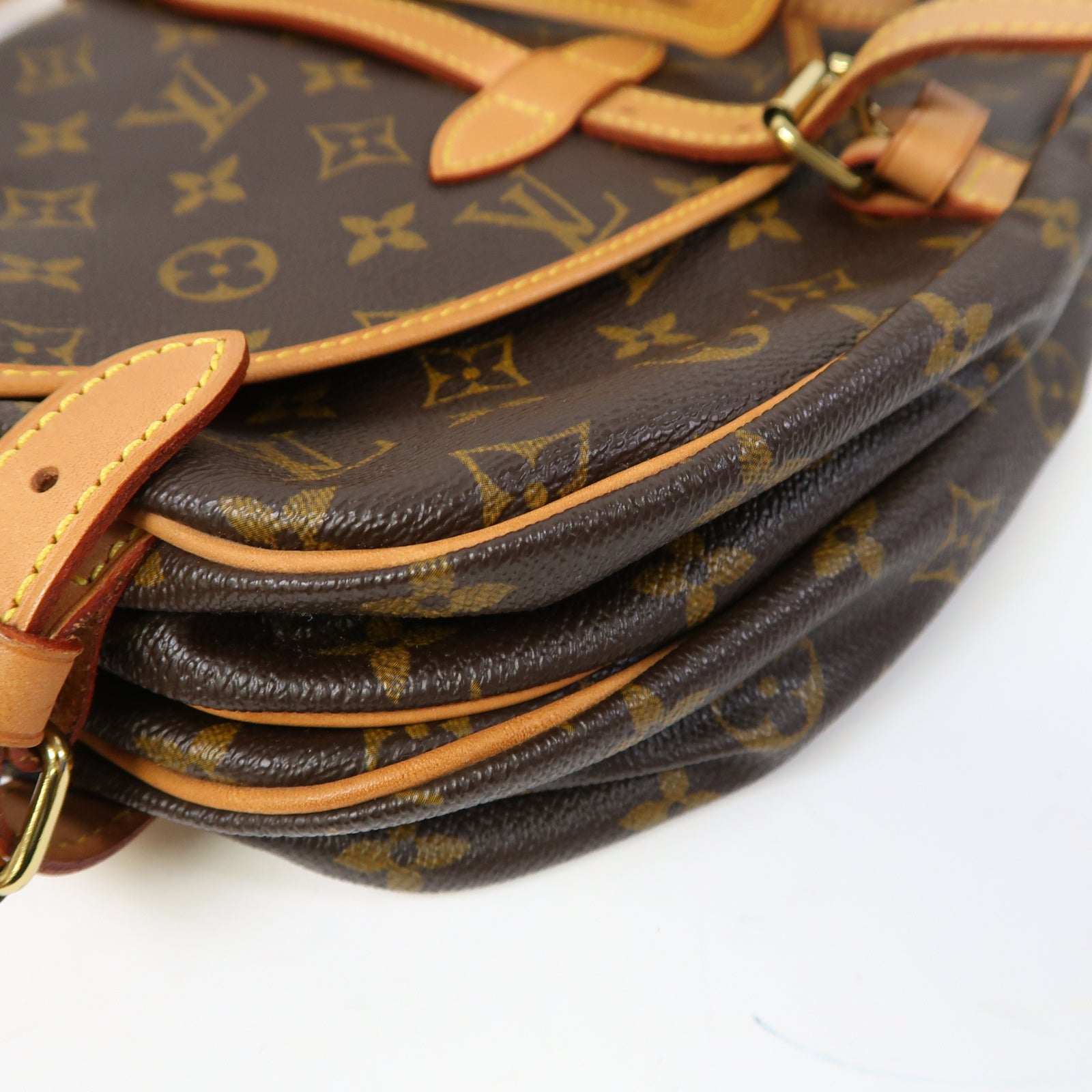 LOUIS VUITTON Monogram Saumur 30金扣肩背袋啡色