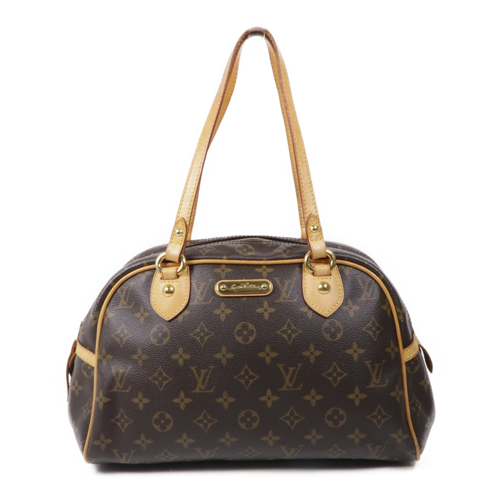 LOUIS VUITTON Monogram Montorgueil PM金扣肩背袋棕色