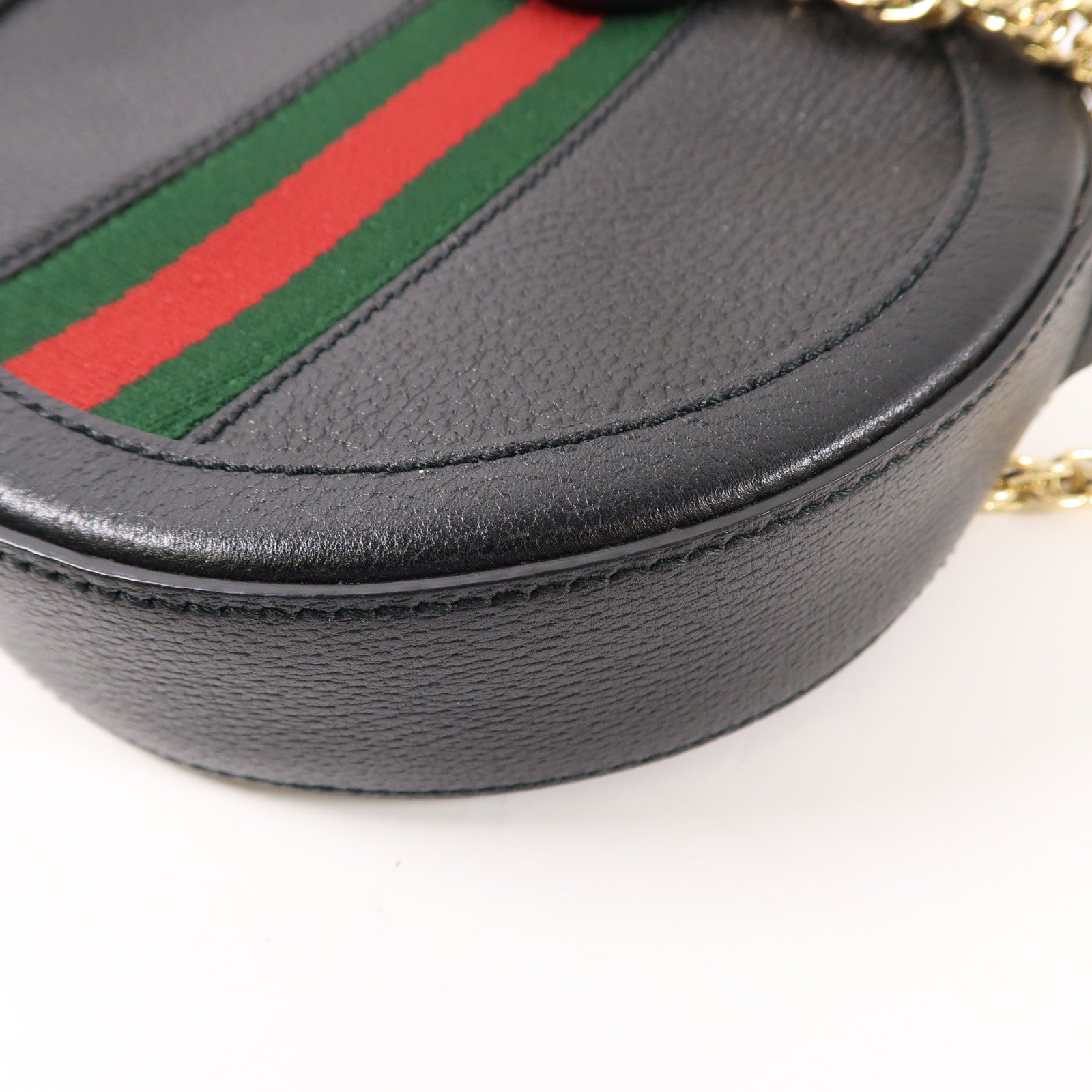 GUCCI 牛皮皮革Ophidia GG Mini Round Shoulder金扣鏈帶肩背袋黑色