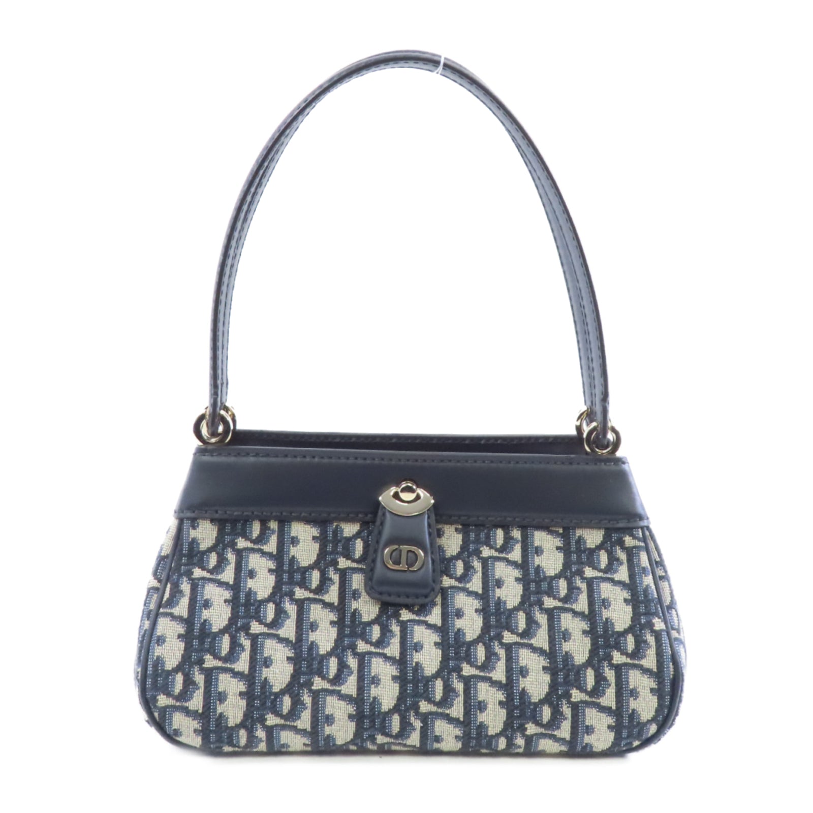 Dior 塗層帆布Small Key Bag金扣手挽袋藍色