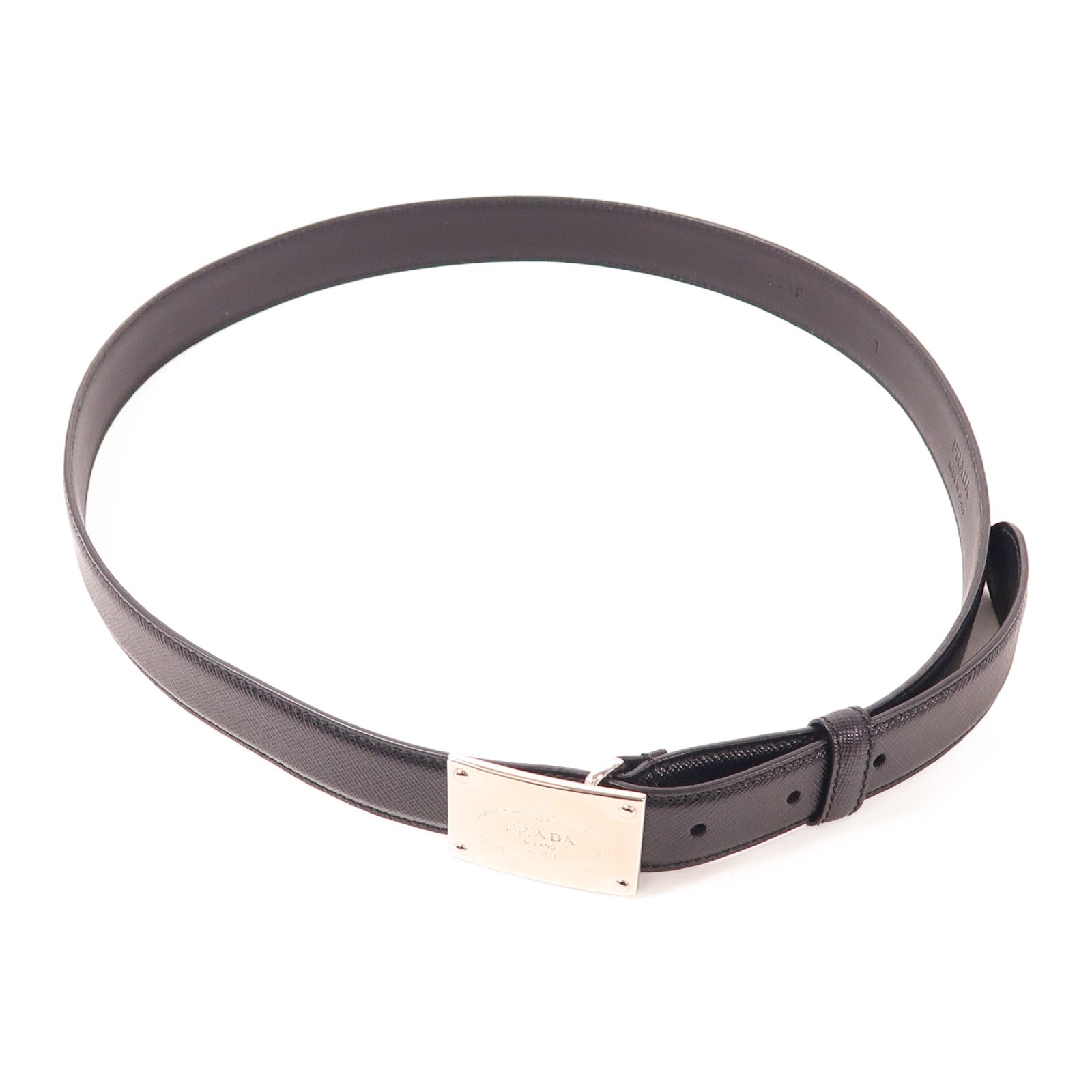 PRADA 牛皮皮革Belt銀扣皮帶