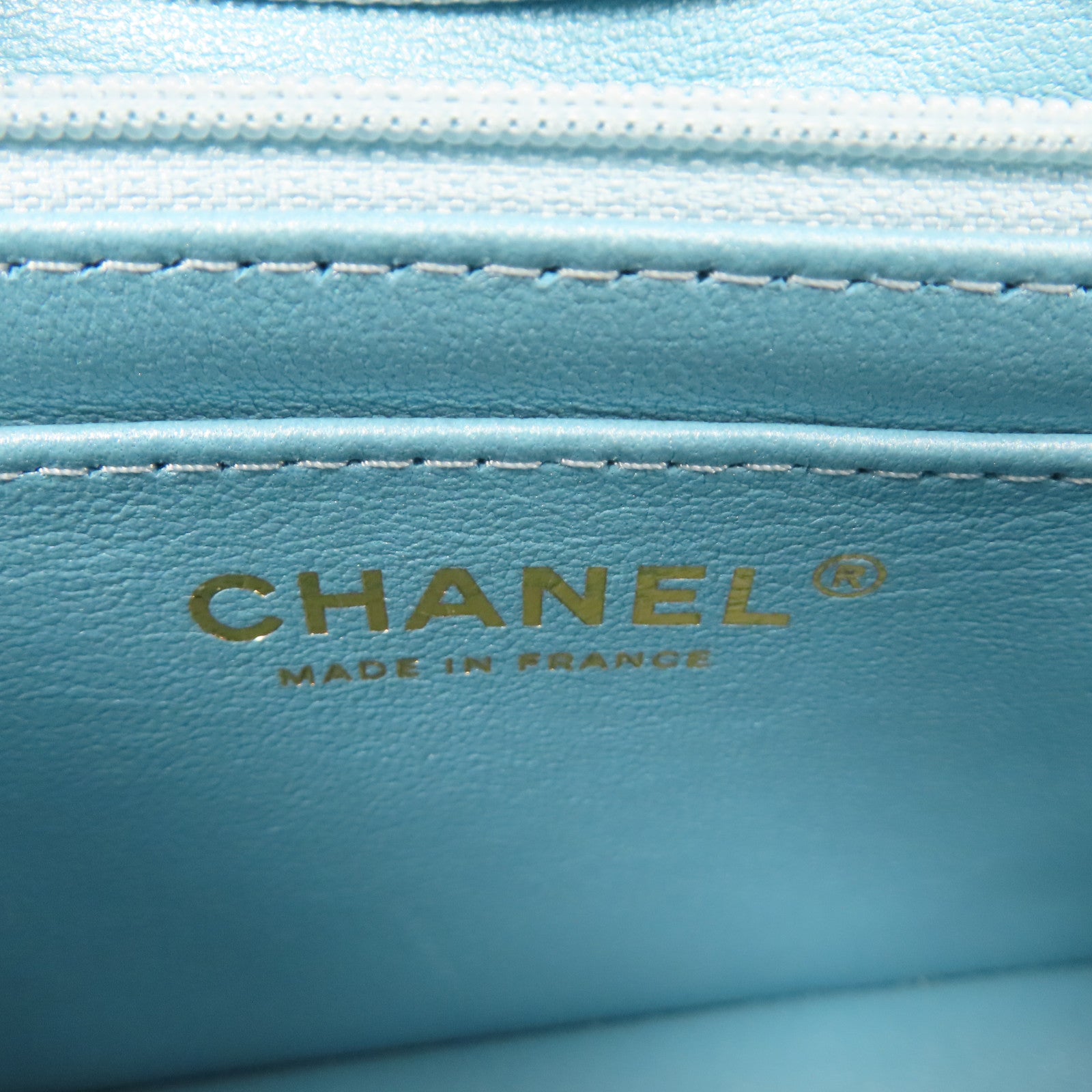 CHANEL 菱格羊皮皮革Classic Flap 20金扣鏈帶肩背袋綠色/藍色