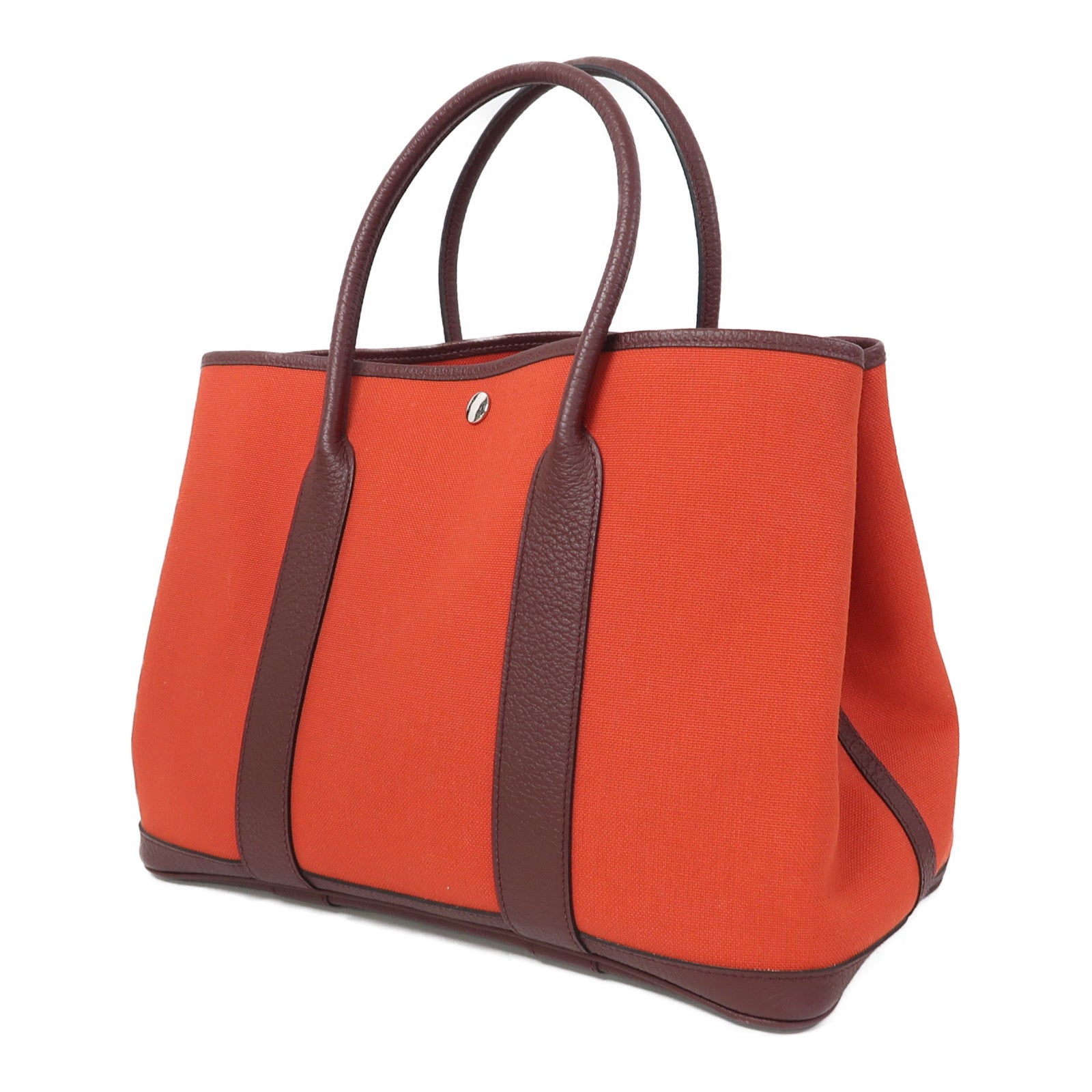 HERMES 【激減優惠】Toile H帆布Garden Party PM銀扣手挽袋Cuivre/紅銅色