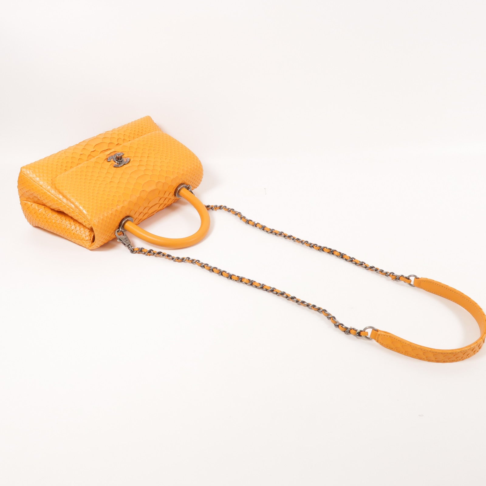 CHANEL 蛇皮皮革Coco Handle Small手挽肩背兩用袋