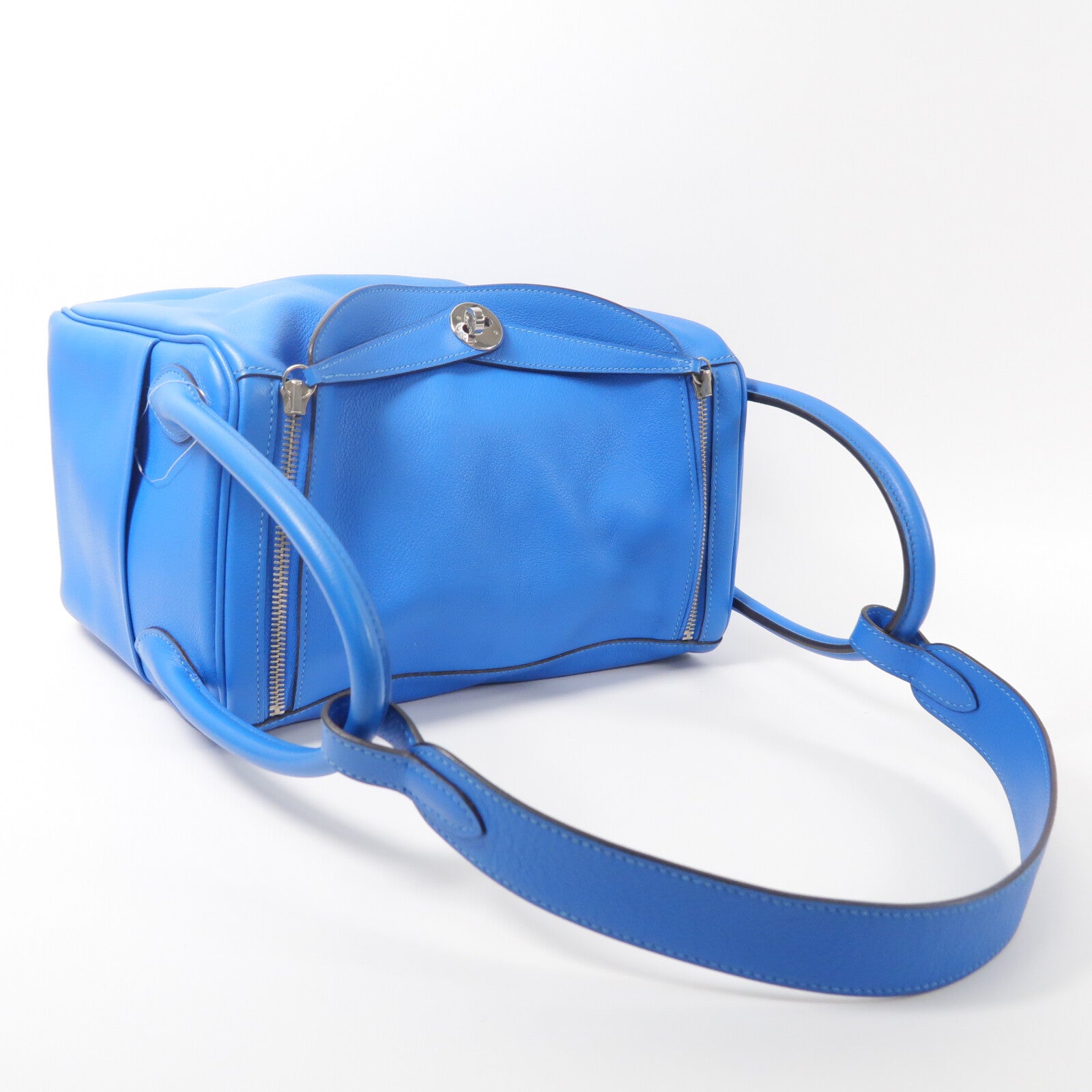 HERMES Evercolor皮革Lindy 30手挽肩背兩用袋Bleu France