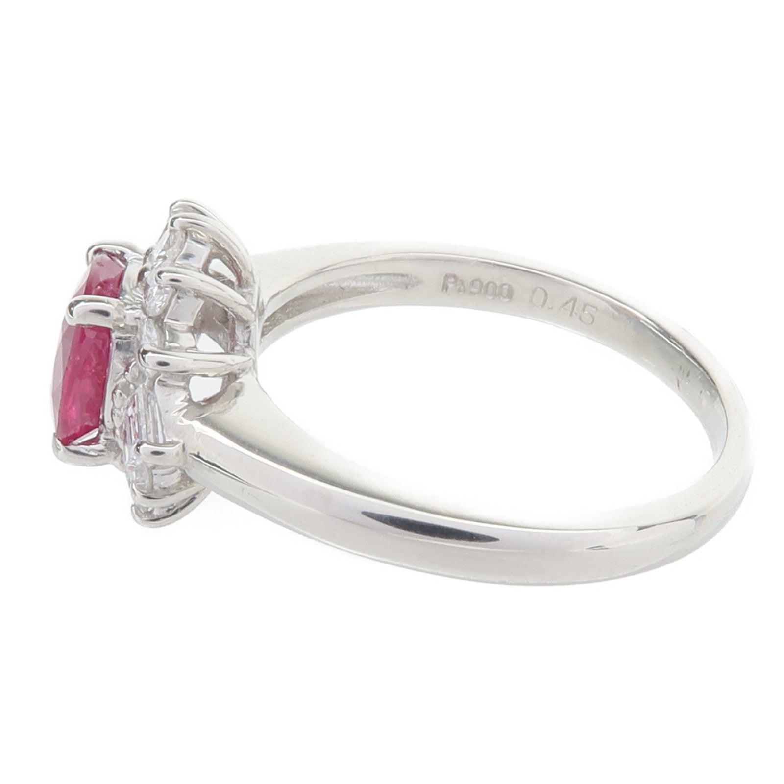 JEWELRY PT900鉑金Ruby Diamond Ring紅寶石/鑽石戒指US#6
