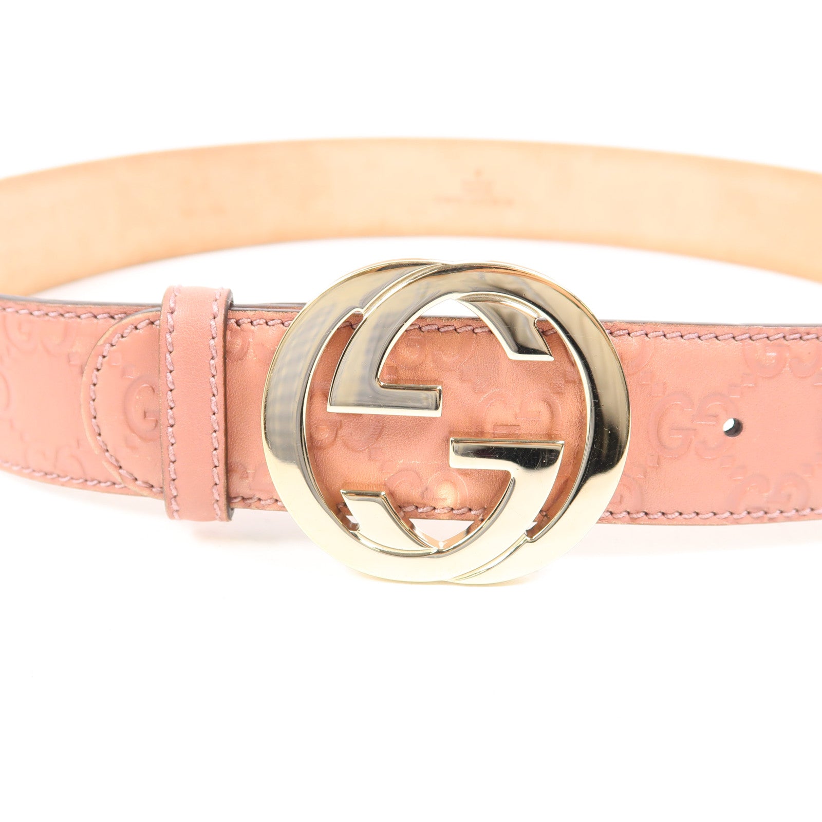 GUCCI 牛皮皮革Belt 85cm銀扣皮帶