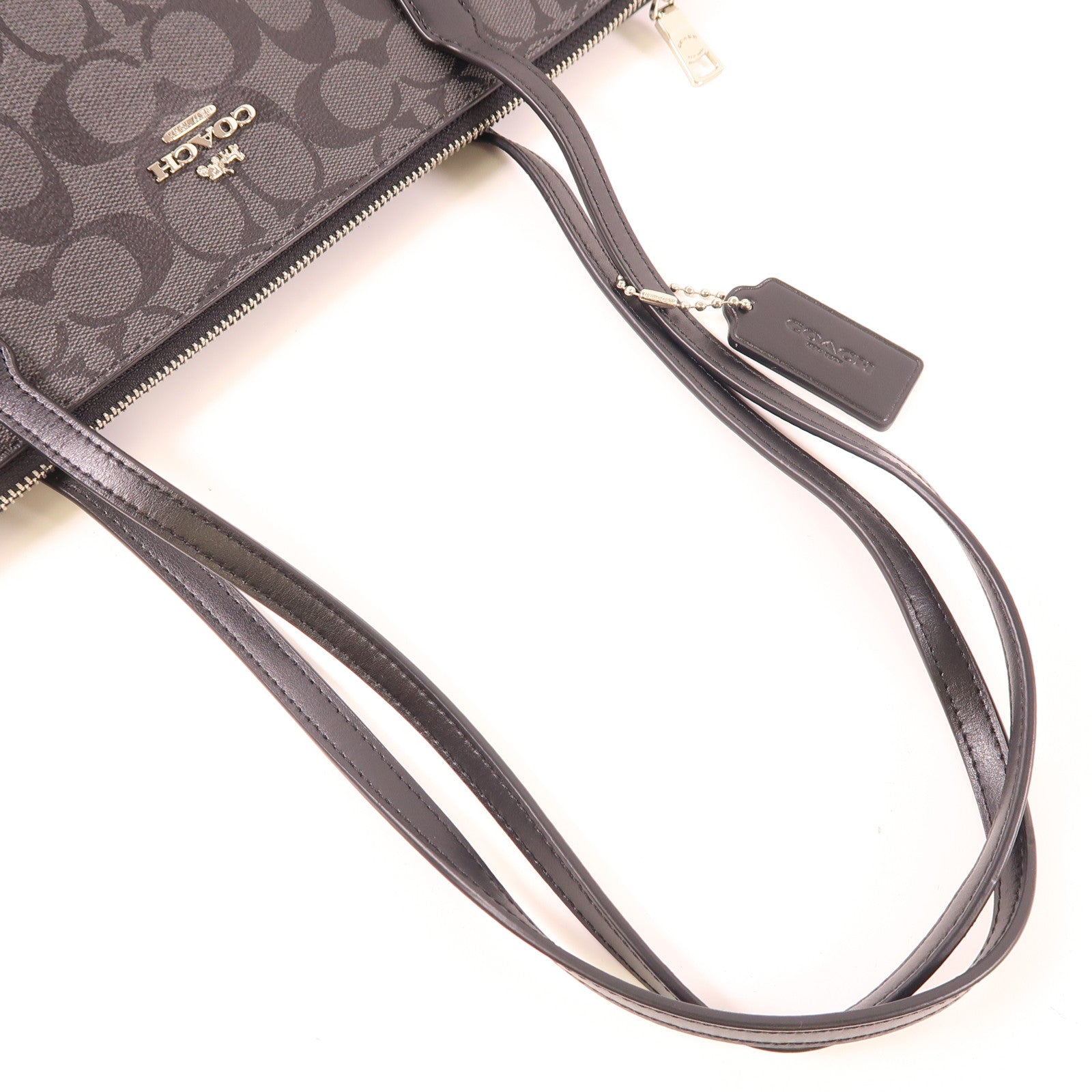 COACH 塗層帆布Tote Bag銀扣手挽袋/肩背袋