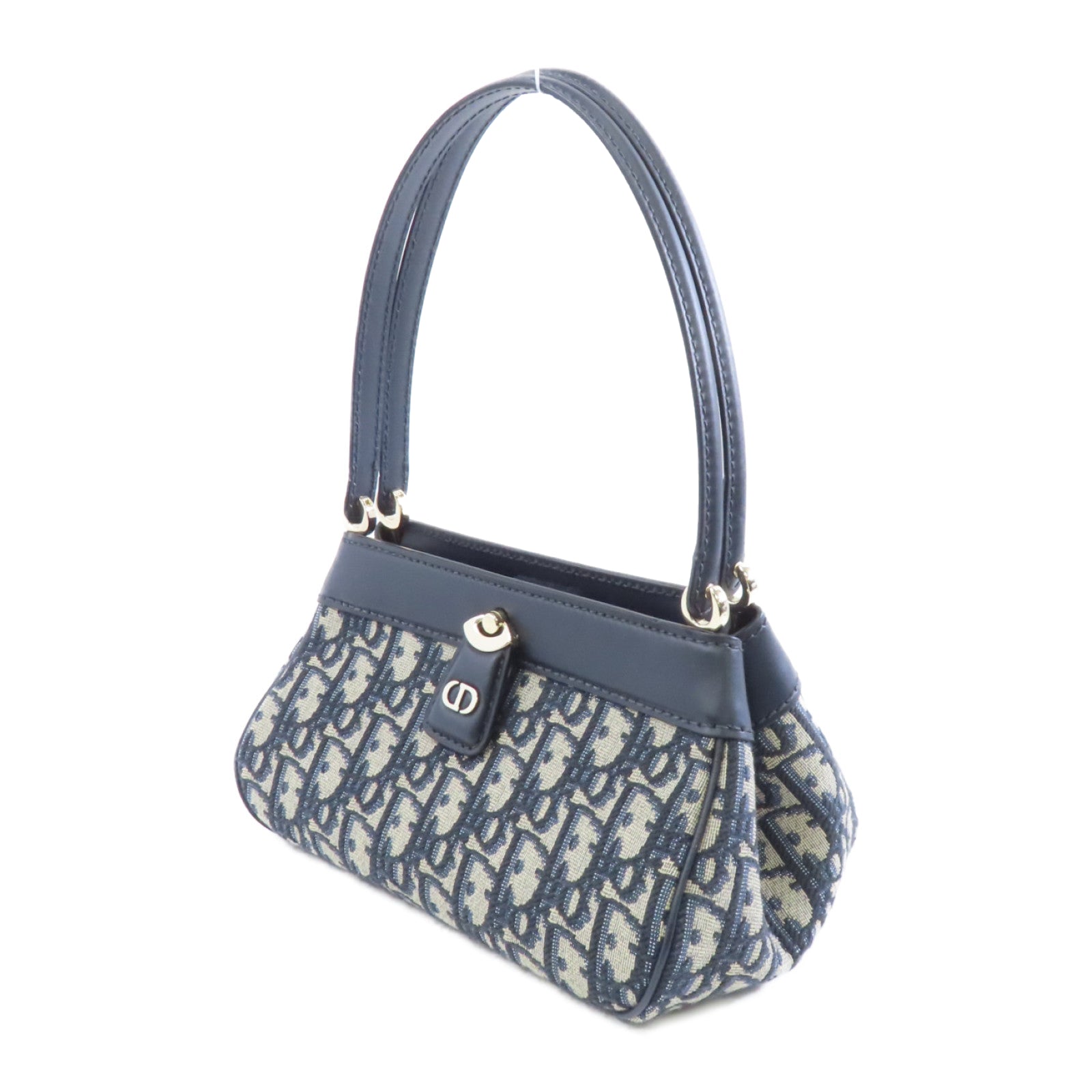 Dior 塗層帆布Small Key Bag金扣手挽袋藍色
