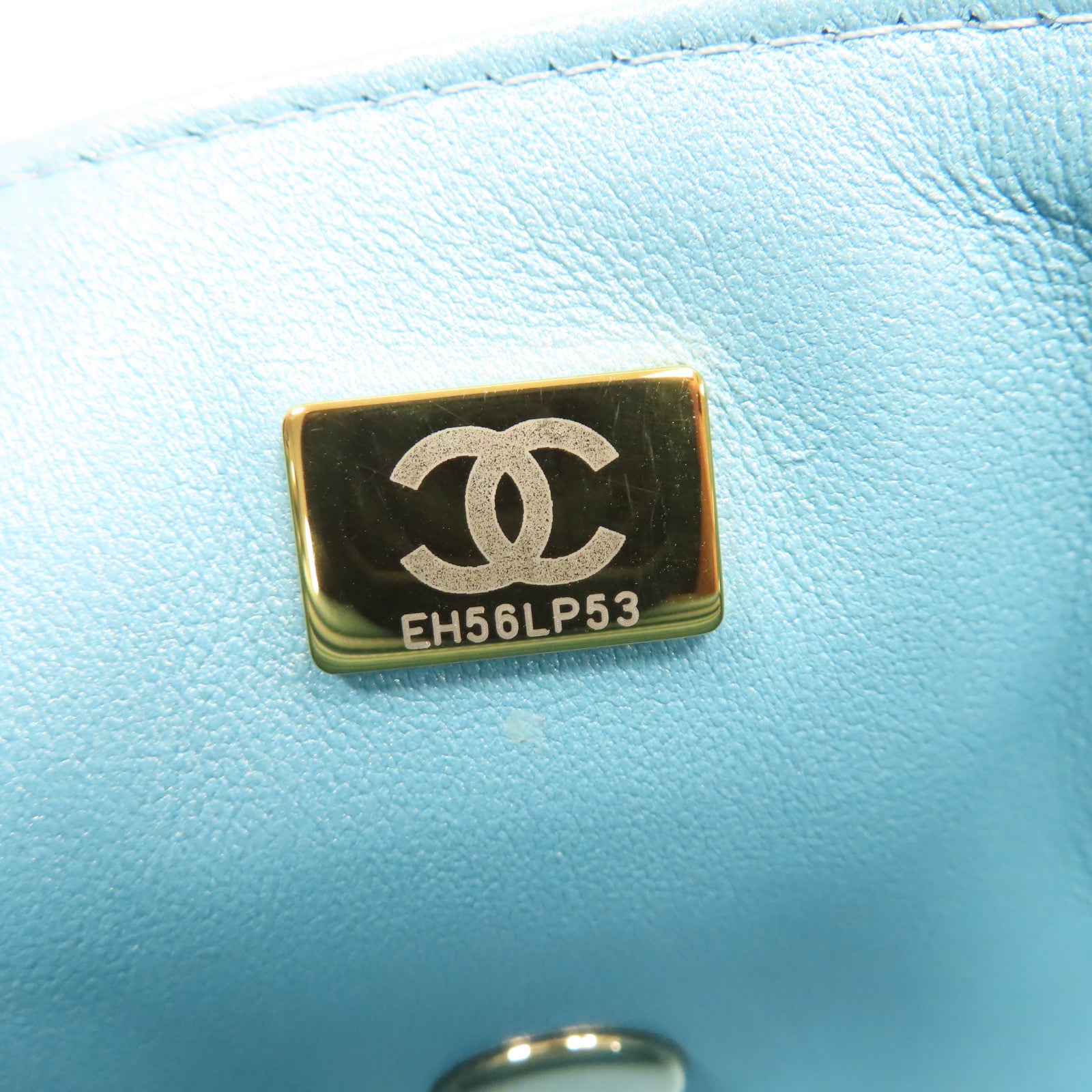 CHANEL 菱格羊皮皮革Classic Flap 20金扣鏈帶肩背袋綠色/藍色