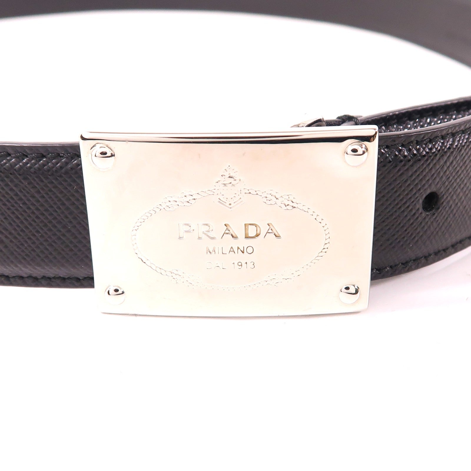 PRADA 【激減優惠】牛皮皮革Belt銀扣皮帶