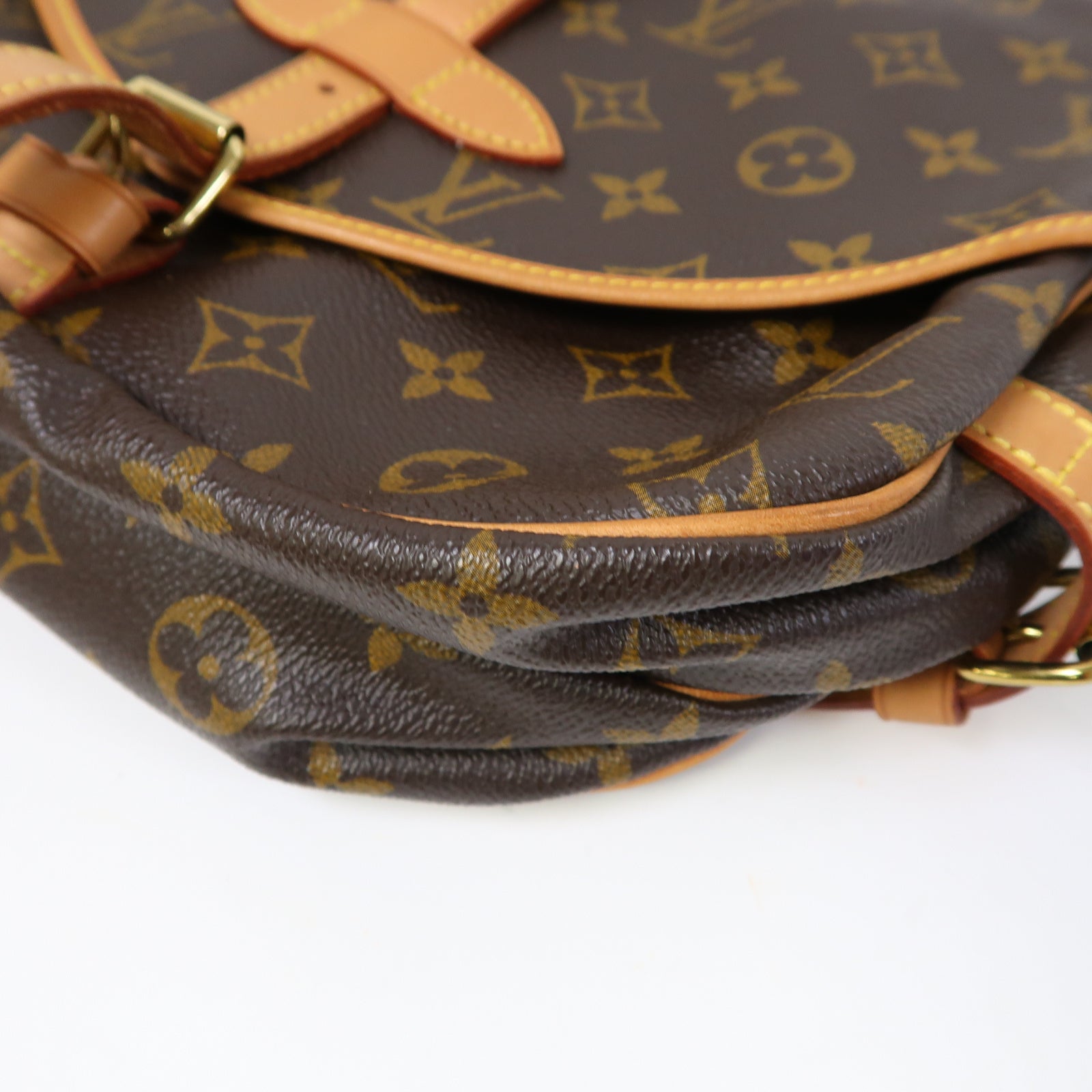 LOUIS VUITTON Monogram Saumur 30金扣肩背袋啡色