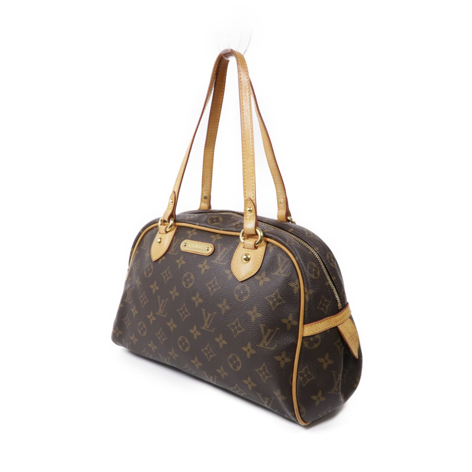 LOUIS VUITTON Monogram Montorgueil PM金扣肩背袋棕色