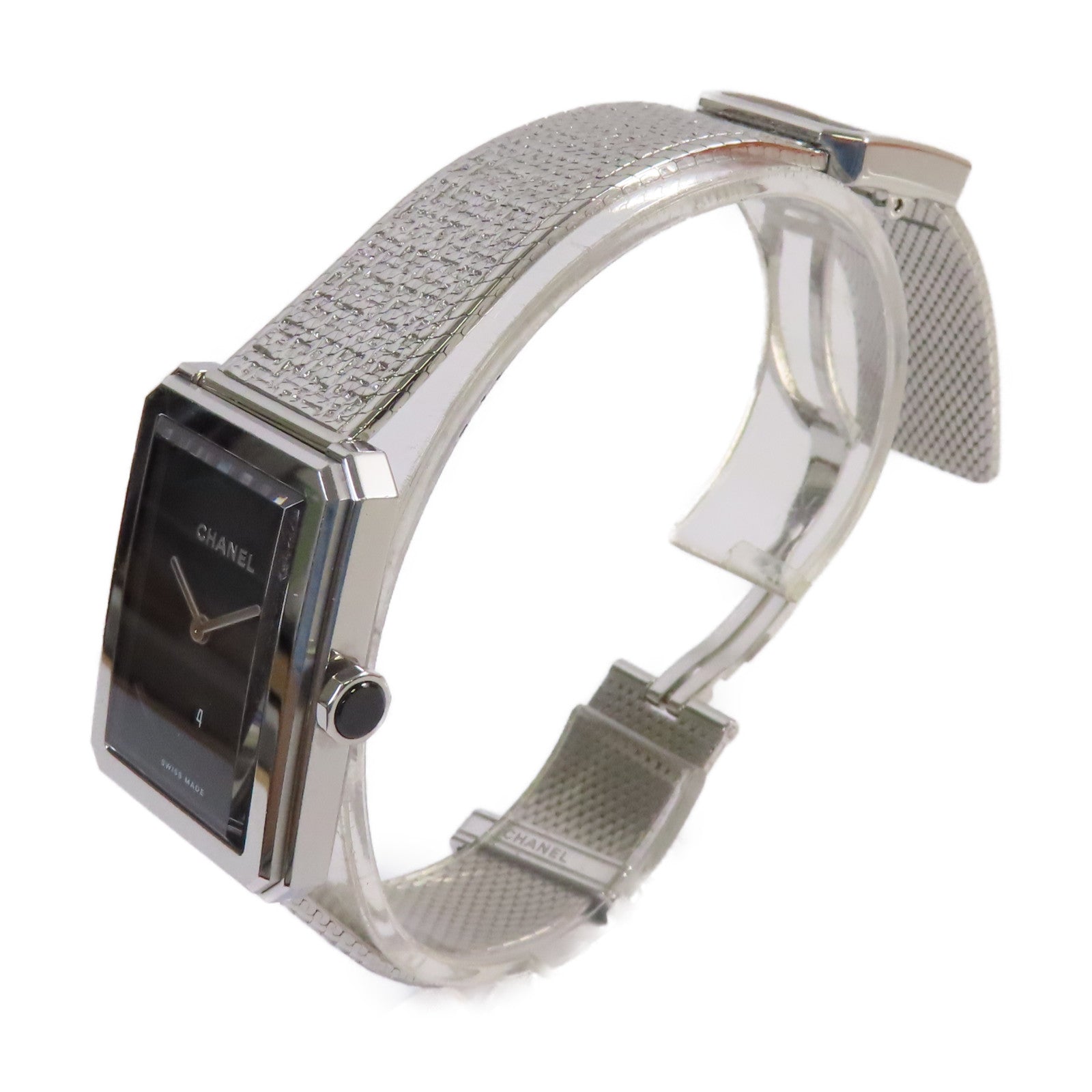 CHANEL Boy.Friend Tweed Watch不鏽鋼石英機芯手錶黑色