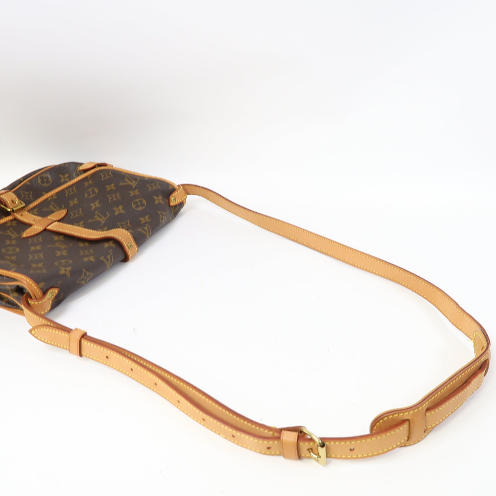 LOUIS VUITTON Monogram Saumur 30金扣肩背袋啡色