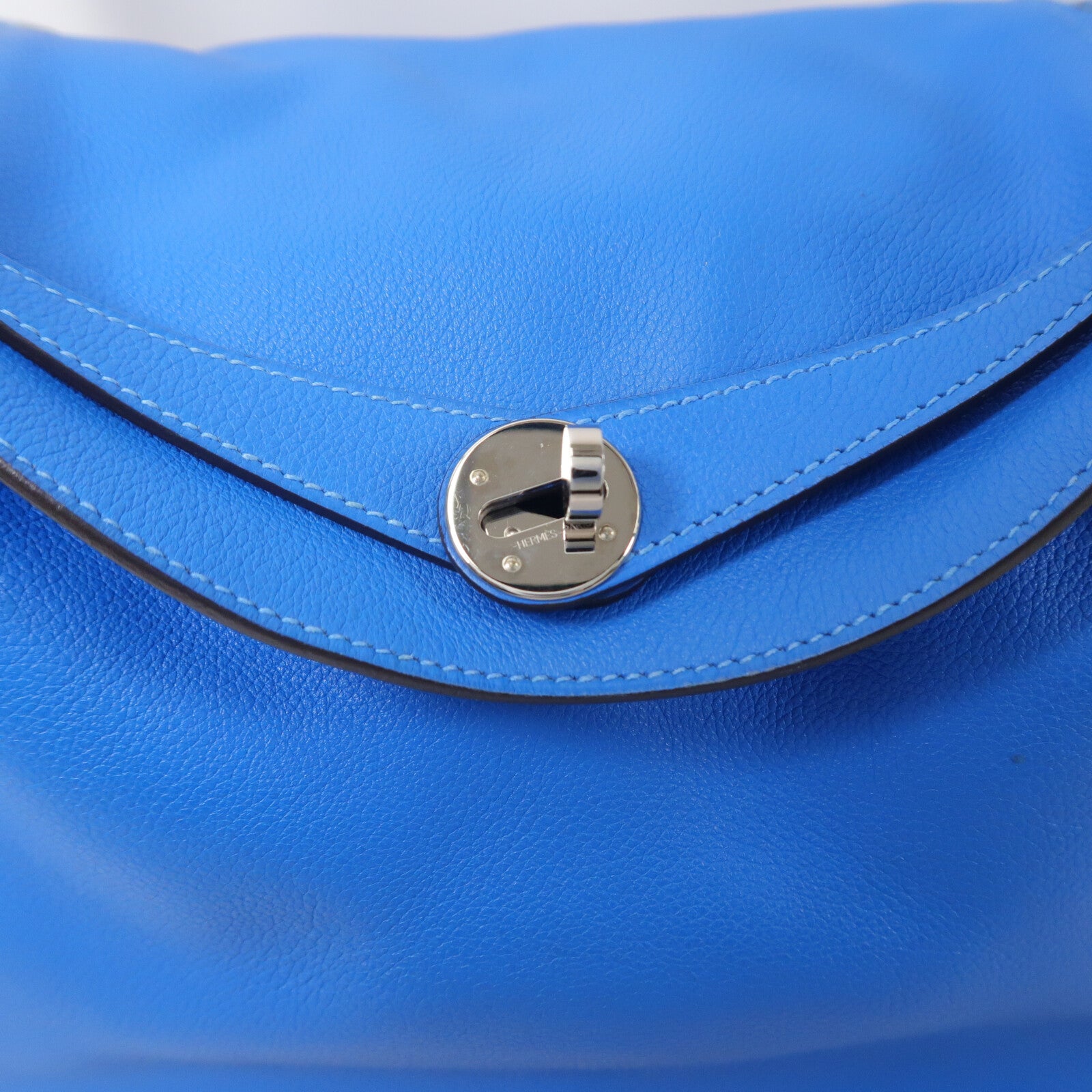 HERMES Evercolor皮革Lindy 30手挽肩背兩用袋Bleu France