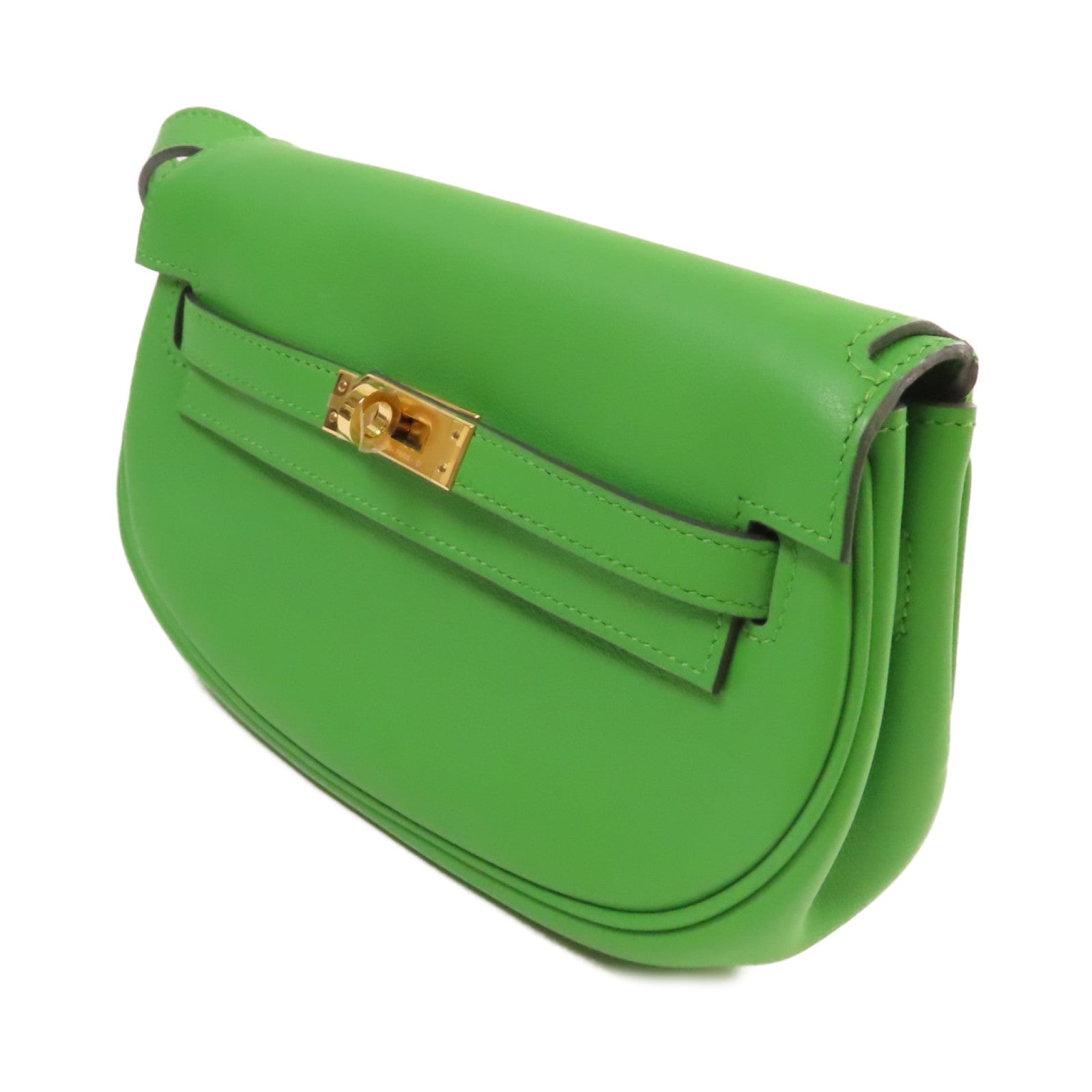 HERMES 【激減優惠】Swift皮革Kelly Moove Shoulder Bag金扣肩背袋A8 Vert Yucca絲蘭綠色
