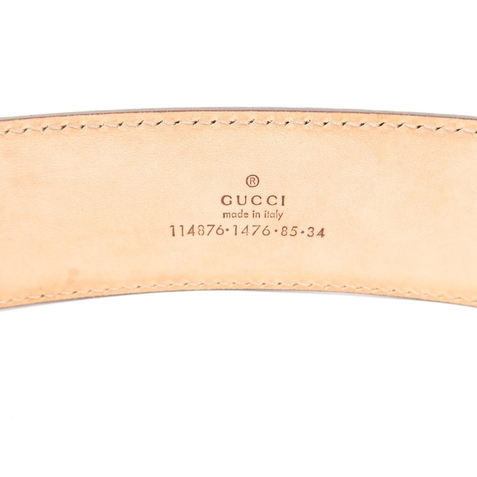 GUCCI 牛皮皮革Belt 85cm銀扣皮帶