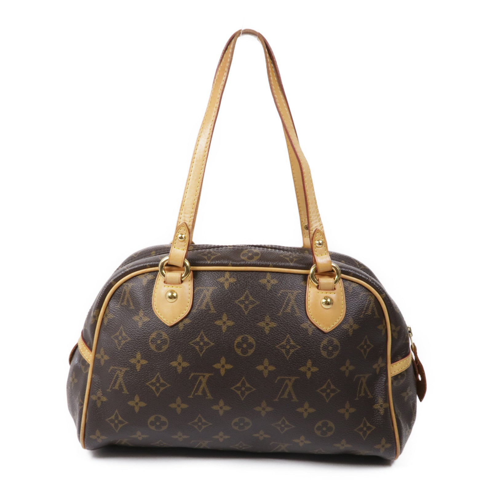 LOUIS VUITTON Monogram Montorgueil PM金扣肩背袋棕色