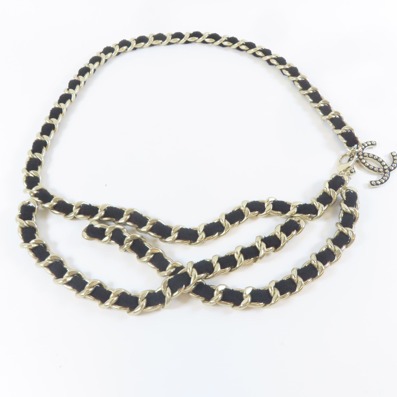 CHANEL 【激減優惠】金屬Chain Belt腰帶黑色/金色