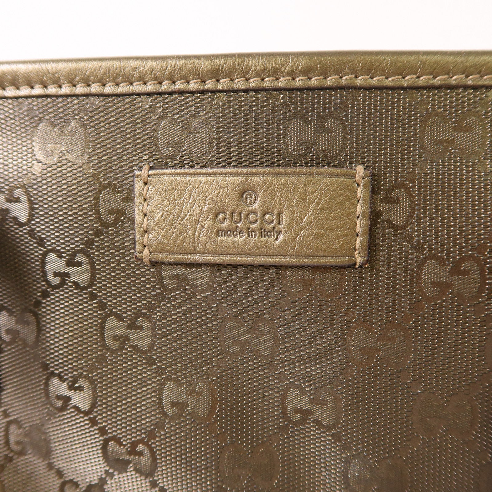 GUCCI Tote Bag Coated Canvas Khaki