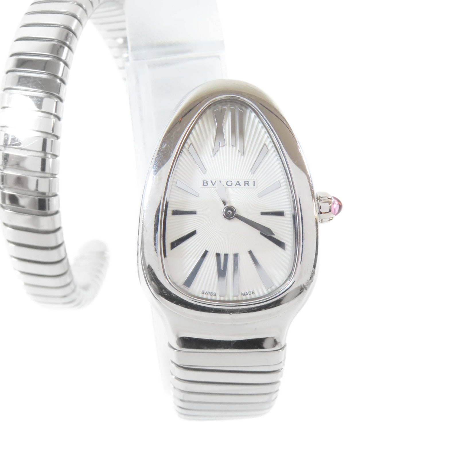 BVLGARI Serpenti Tubogas不鏽鋼石英機芯手錶白色