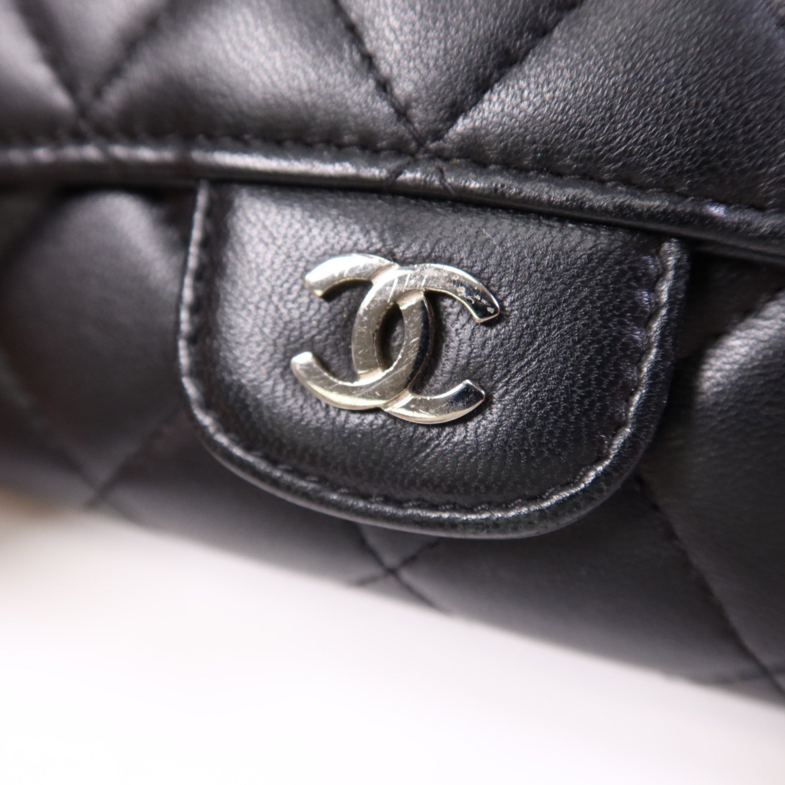 CHANEL 羊皮皮革Chain Shoulder Bag銀扣鏈帶肩背袋