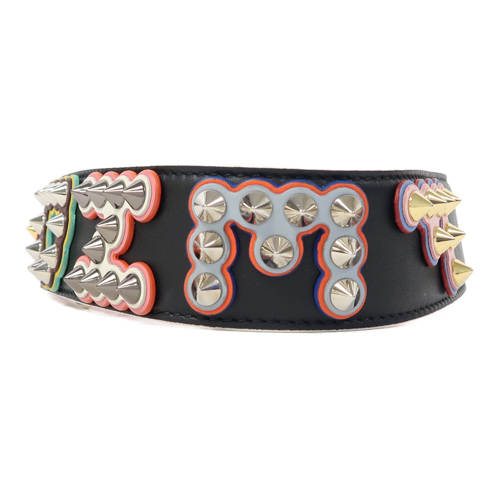 FENDI 牛皮皮革Shoulder Strap銀扣肩背帶黑色