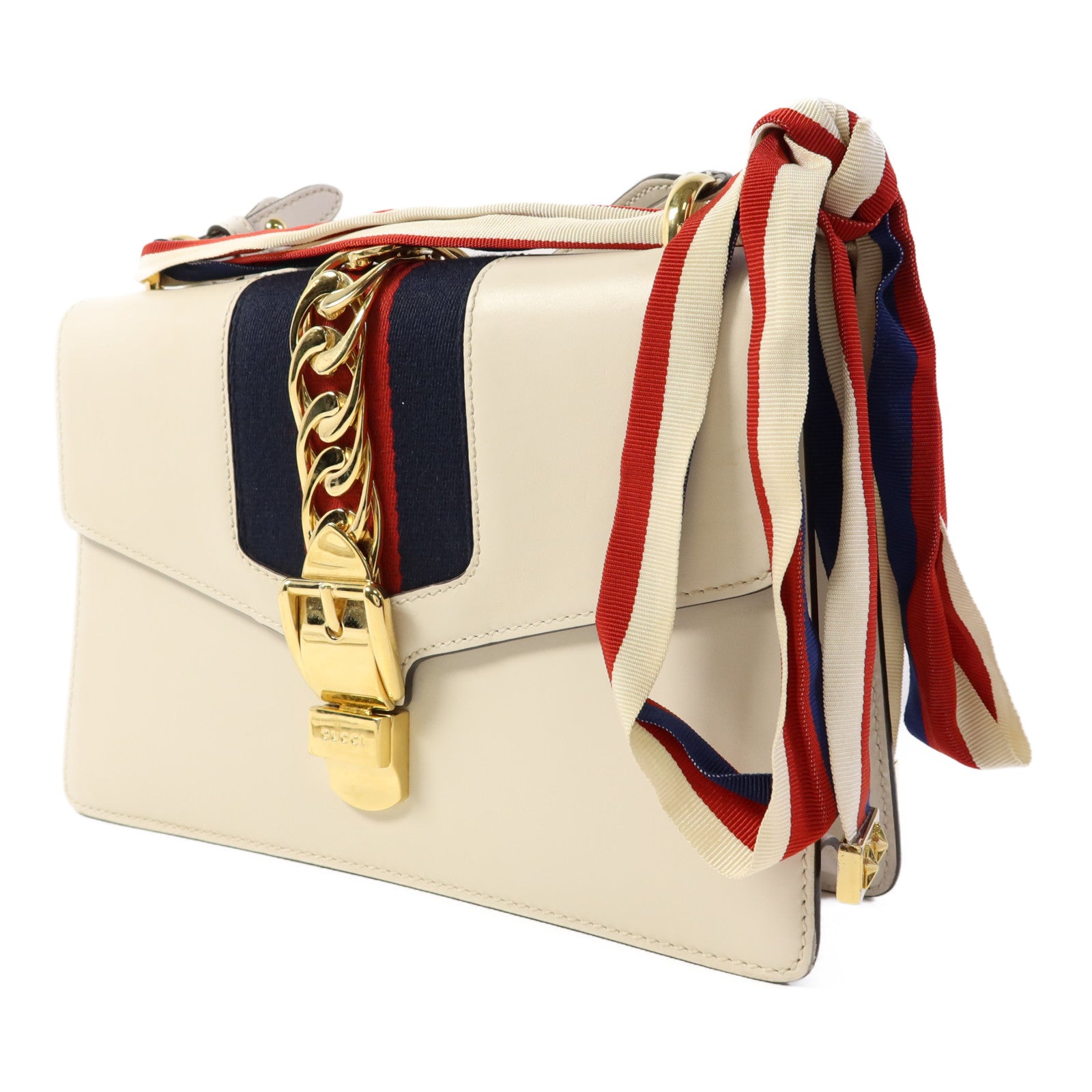 GUCCI 牛皮皮革Sylvie金扣肩背袋