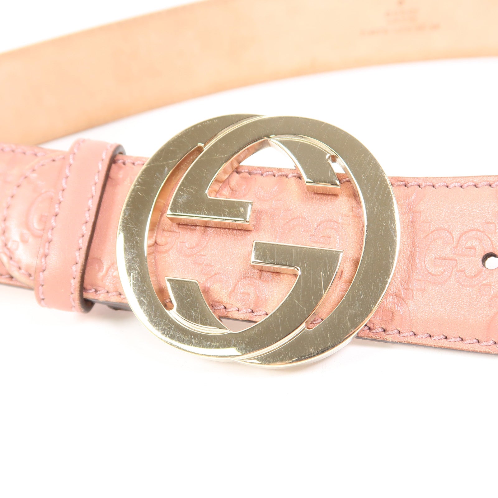 GUCCI 牛皮皮革Belt 85cm銀扣皮帶
