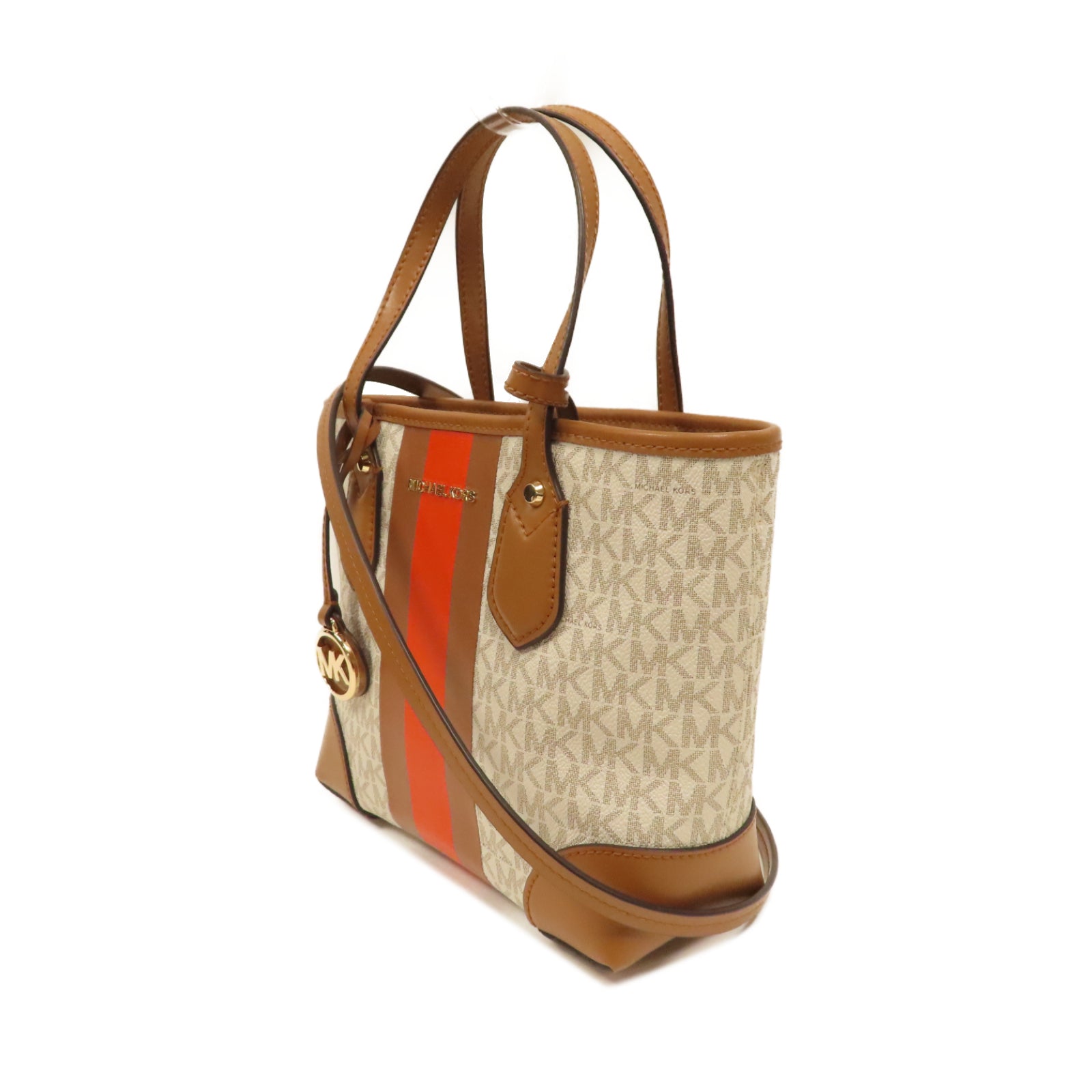 Michael Kors 塗層帆布Shoulder Bag金扣手挽肩背兩用袋米色/啡色