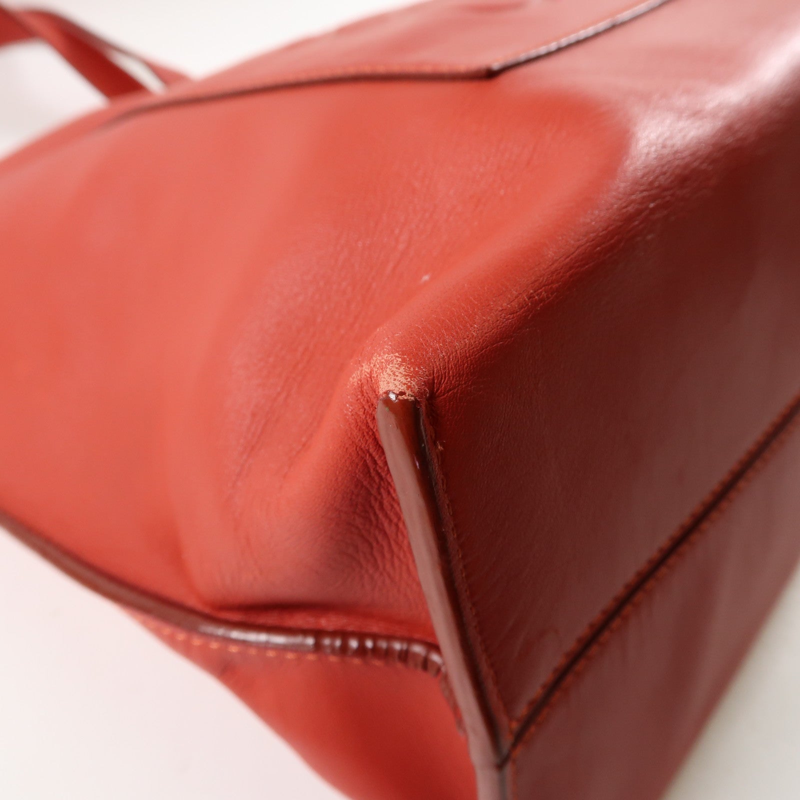 LOEWE 牛皮皮革Tote Bag銀扣手挽袋紅色