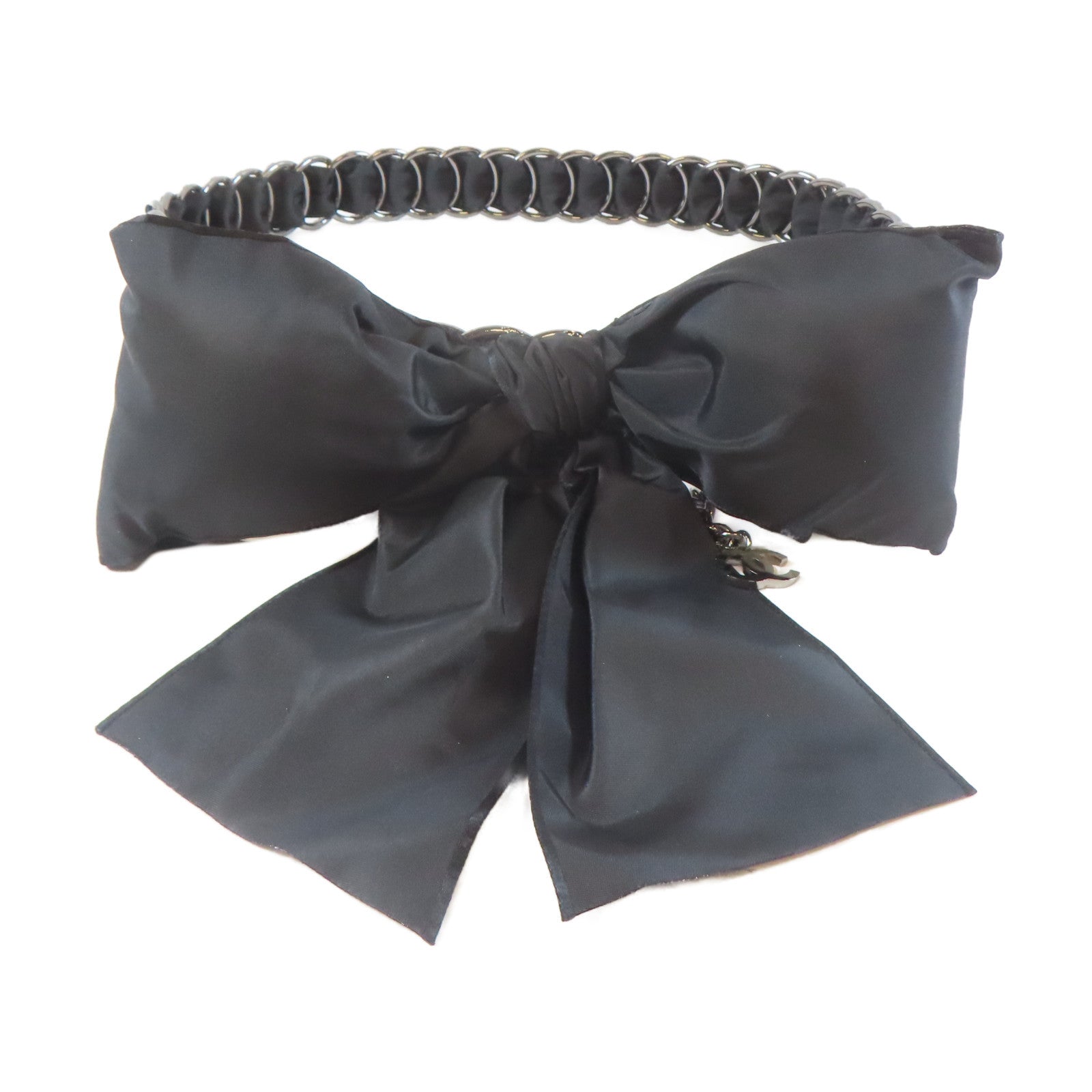 CHANEL 【激減優惠】金屬Ribbon Chain Belt腰帶黑色/銀色