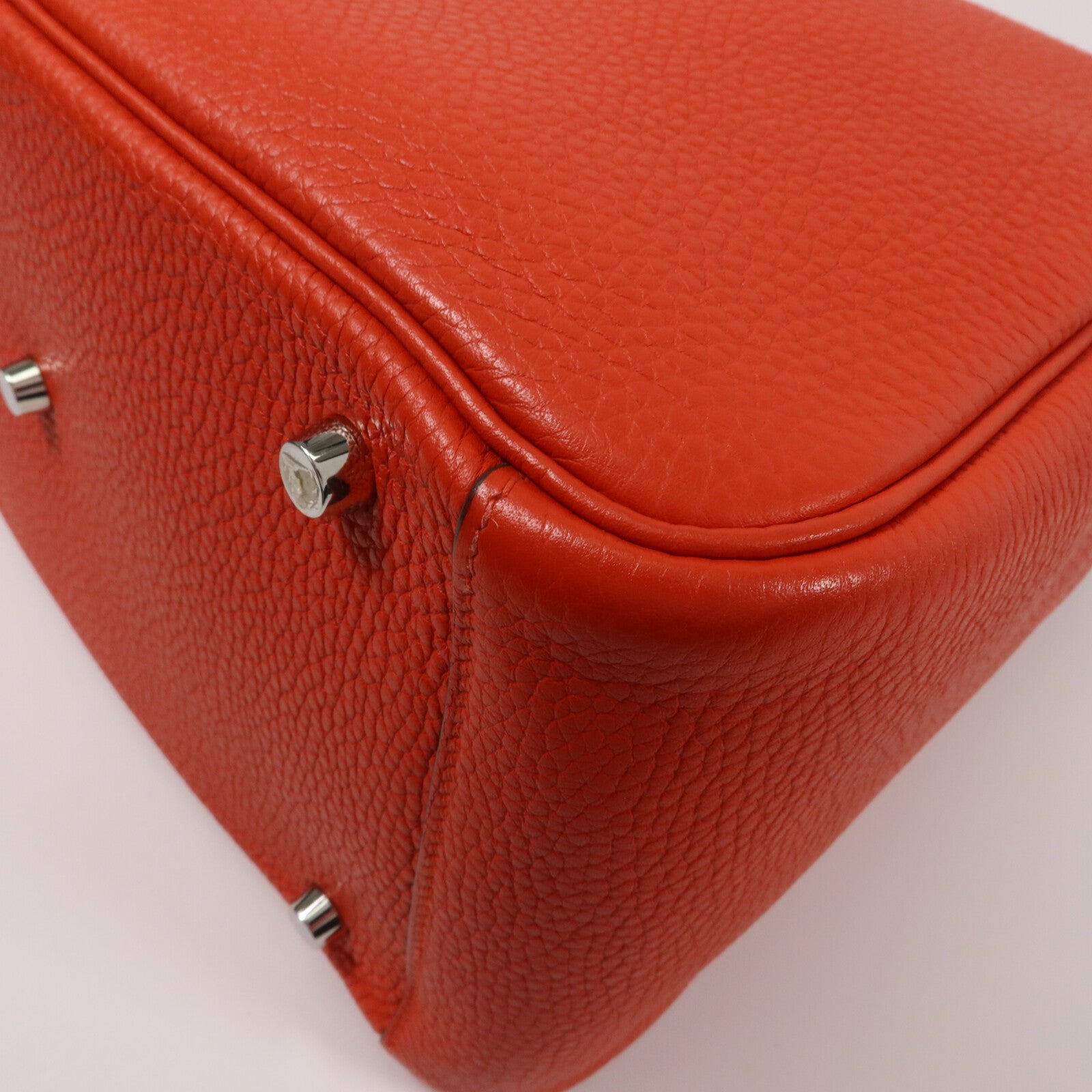 HERMES Clemence皮革Lindy 30手挽肩背兩用袋Rouge Tomato