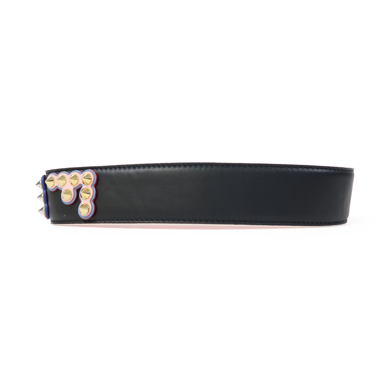 FENDI 牛皮皮革Shoulder Strap銀扣肩背帶黑色