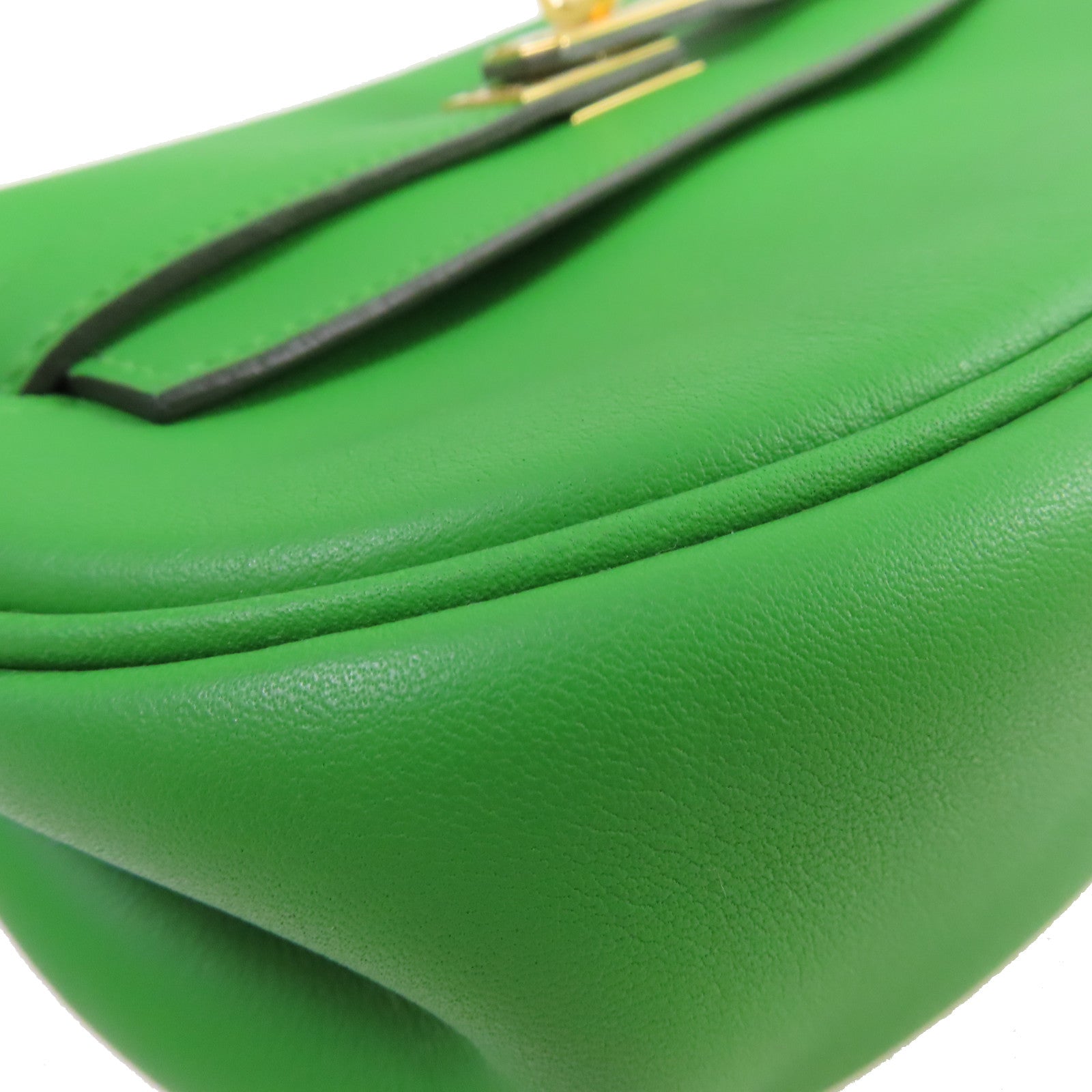 HERMES 【激減優惠】Swift皮革Kelly Moove Shoulder Bag金扣肩背袋A8 Vert Yucca絲蘭綠色