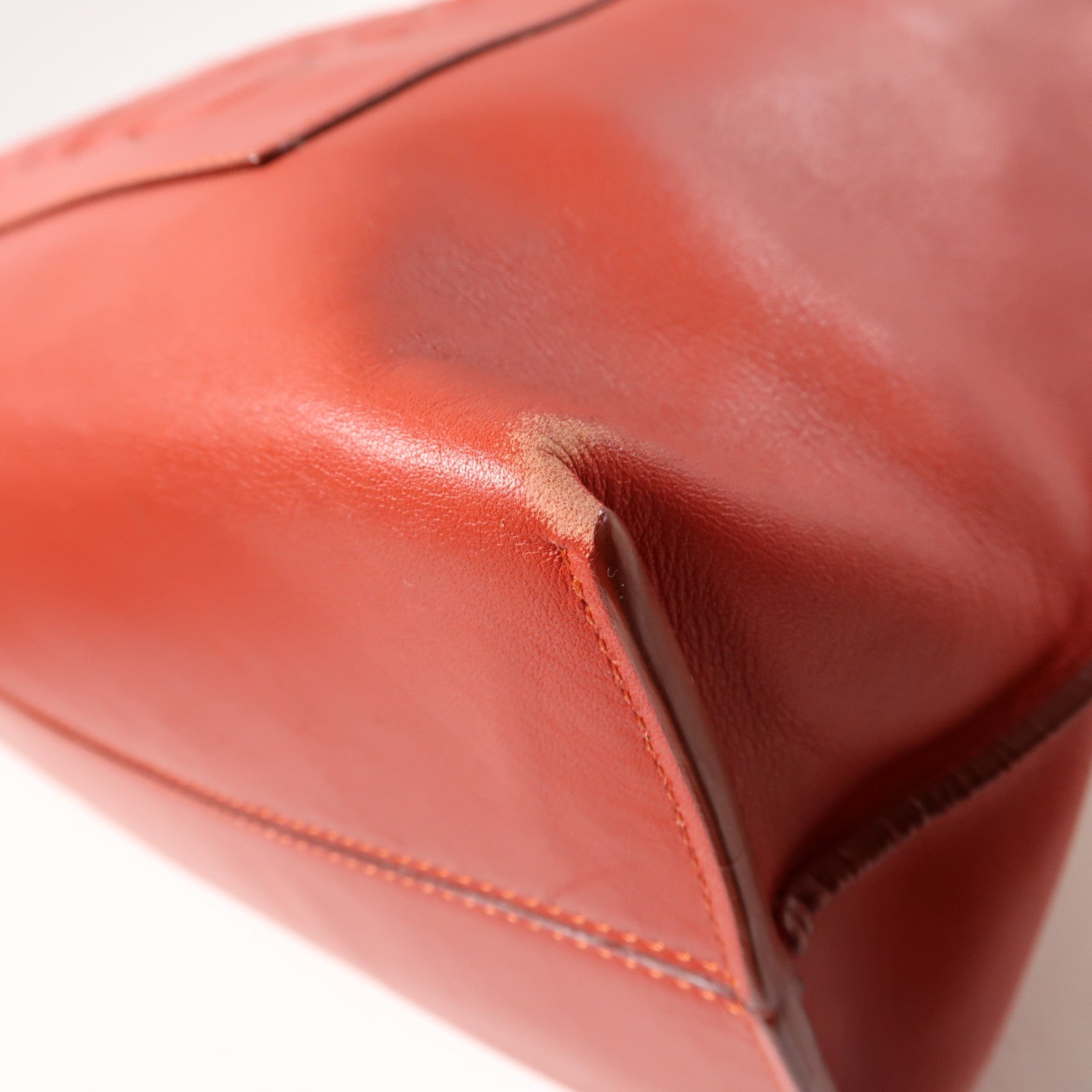LOEWE 牛皮皮革Tote Bag銀扣手挽袋紅色